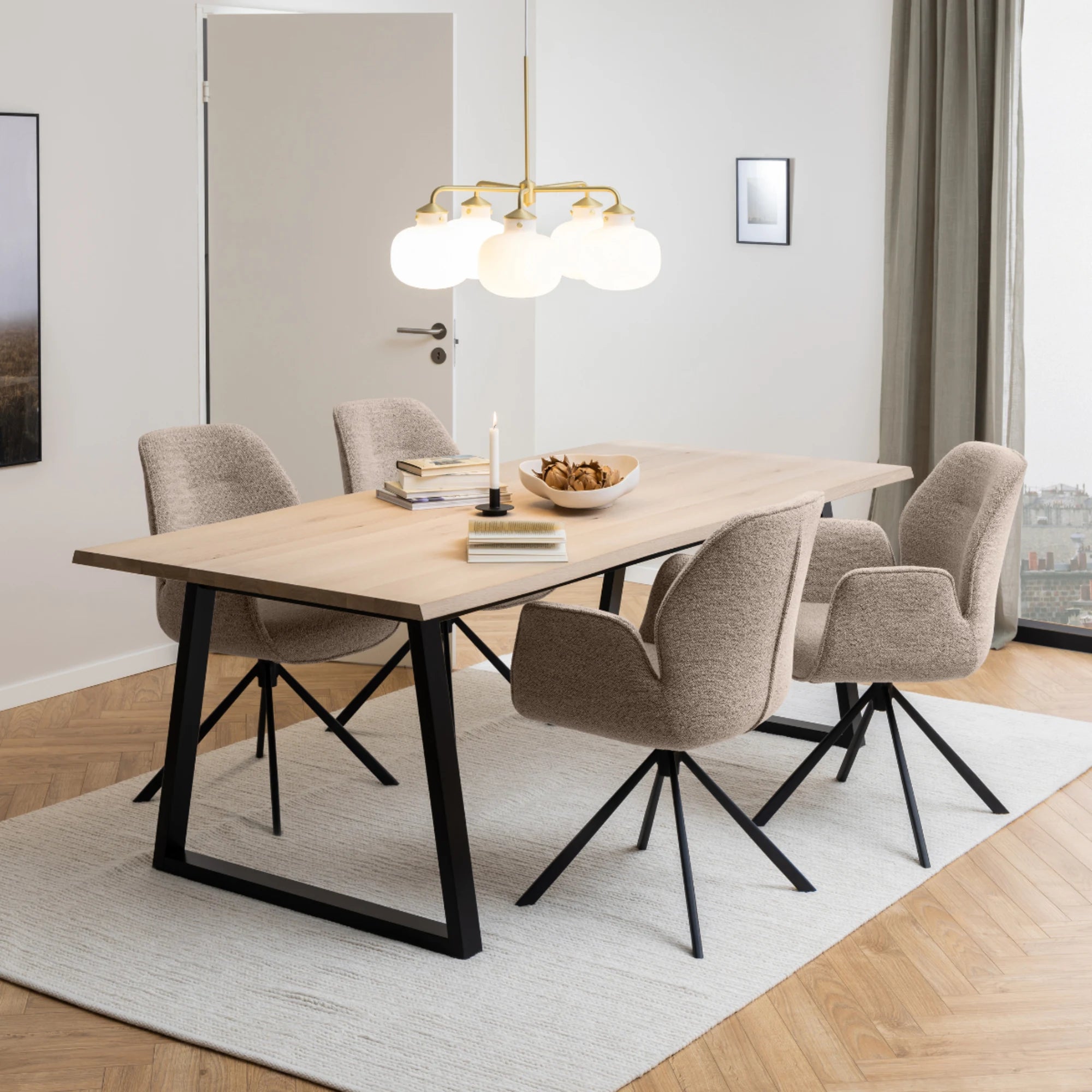 Hjem Design Malika 8-Seater Dining Table, Natural Wood