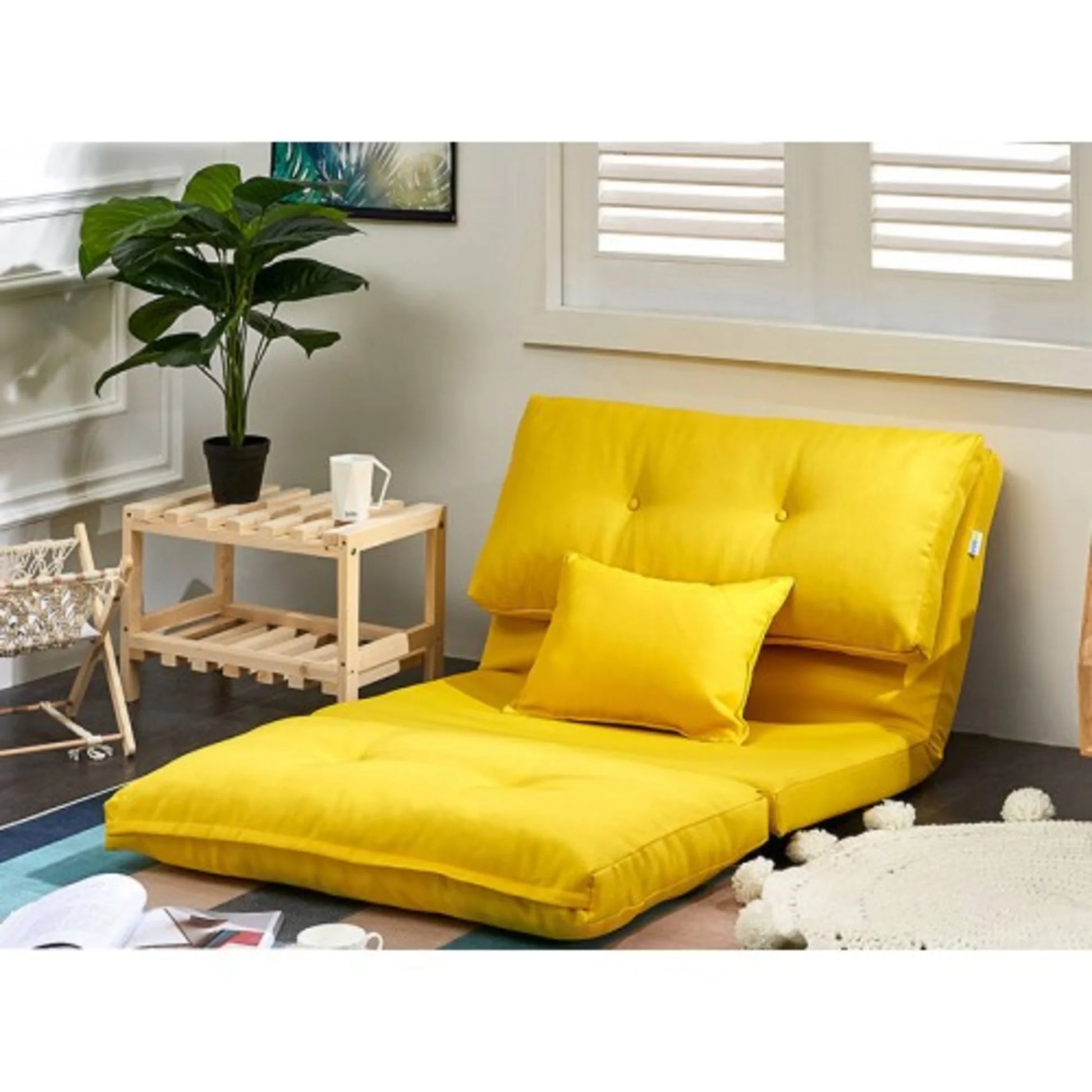 Urbana Japanese Futon Lounge 1-Seater Sofa Bed, 90cm, Yellow