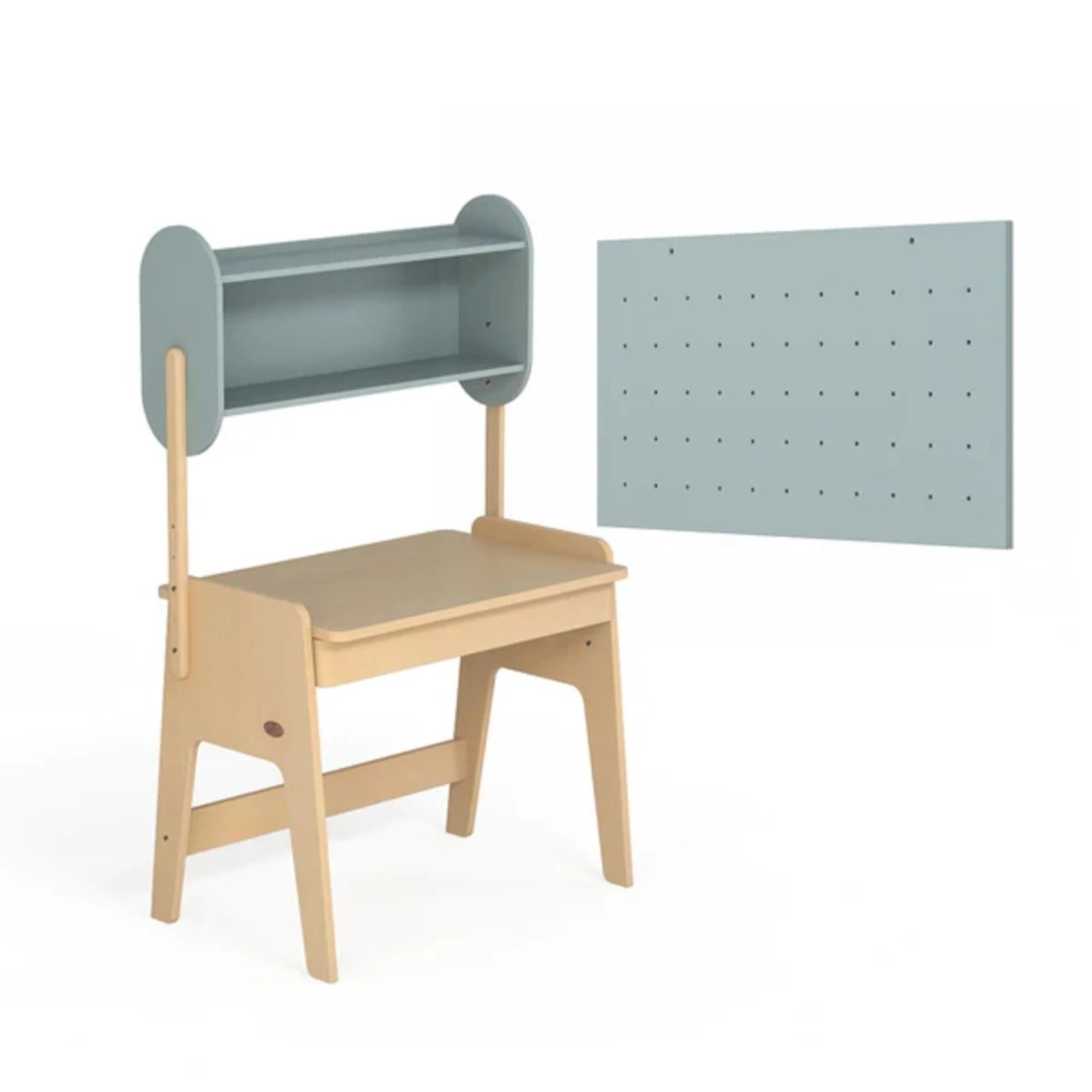 Boori Euler Kids Desk With Pegboard And Hutch Package, Blueberry