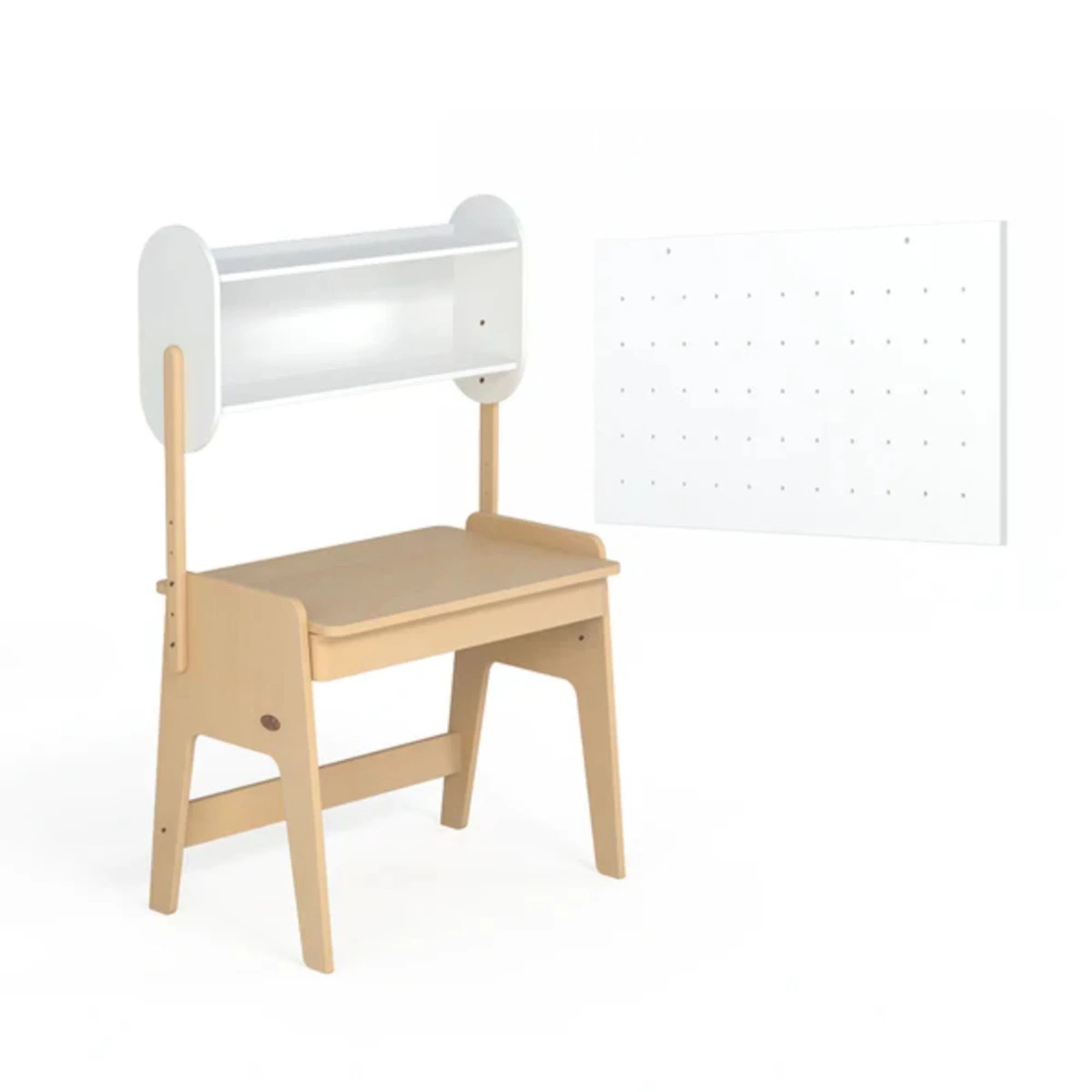 Boori Euler Kids Desk With Pegboard And Hutch Package, Barley White