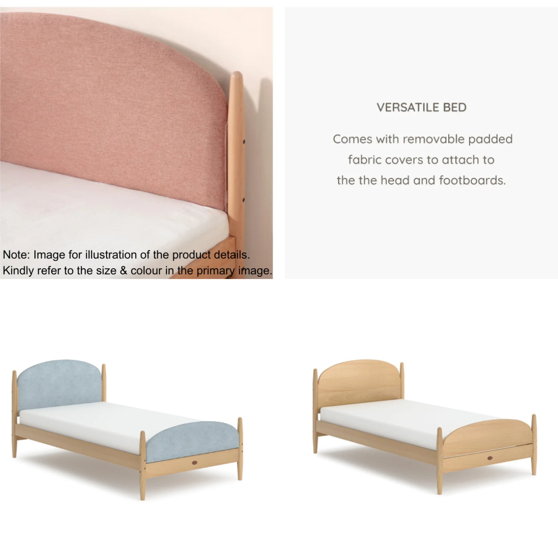 Boori Yarra Kids NZ King Single Bed with Fabric Covers, Blueberry