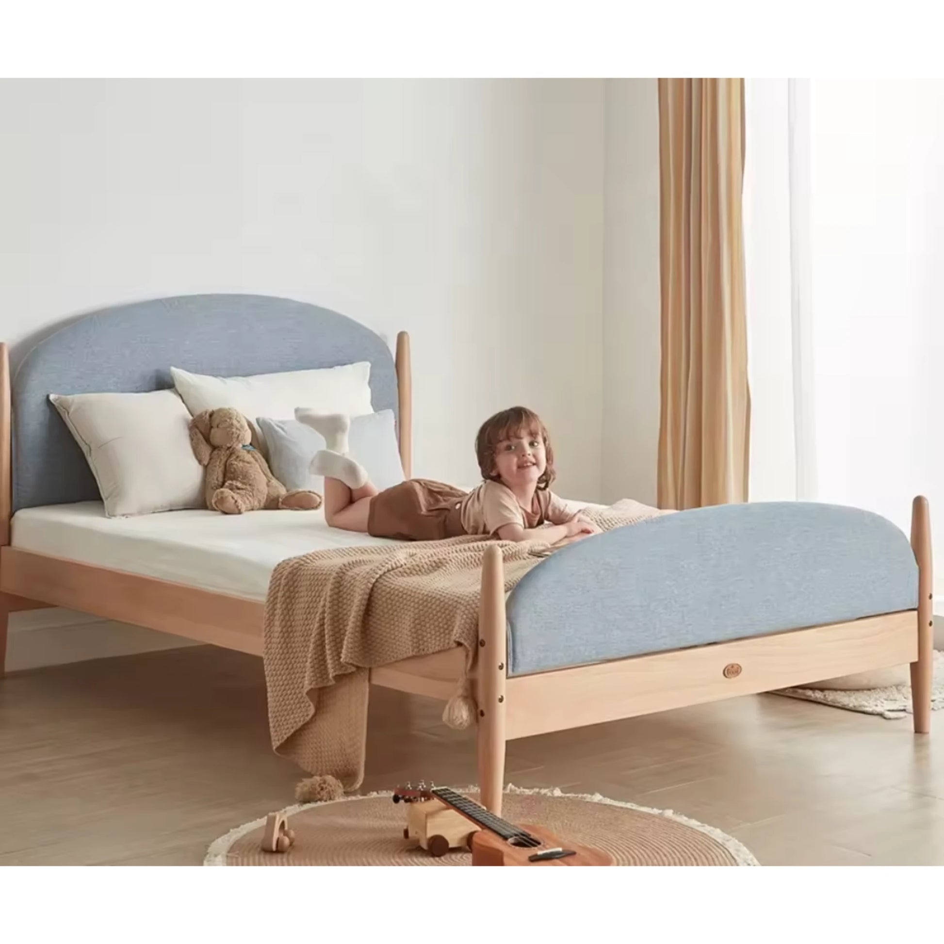 Boori Yarra Kids NZ King Single Bed with Fabric Covers, Blueberry