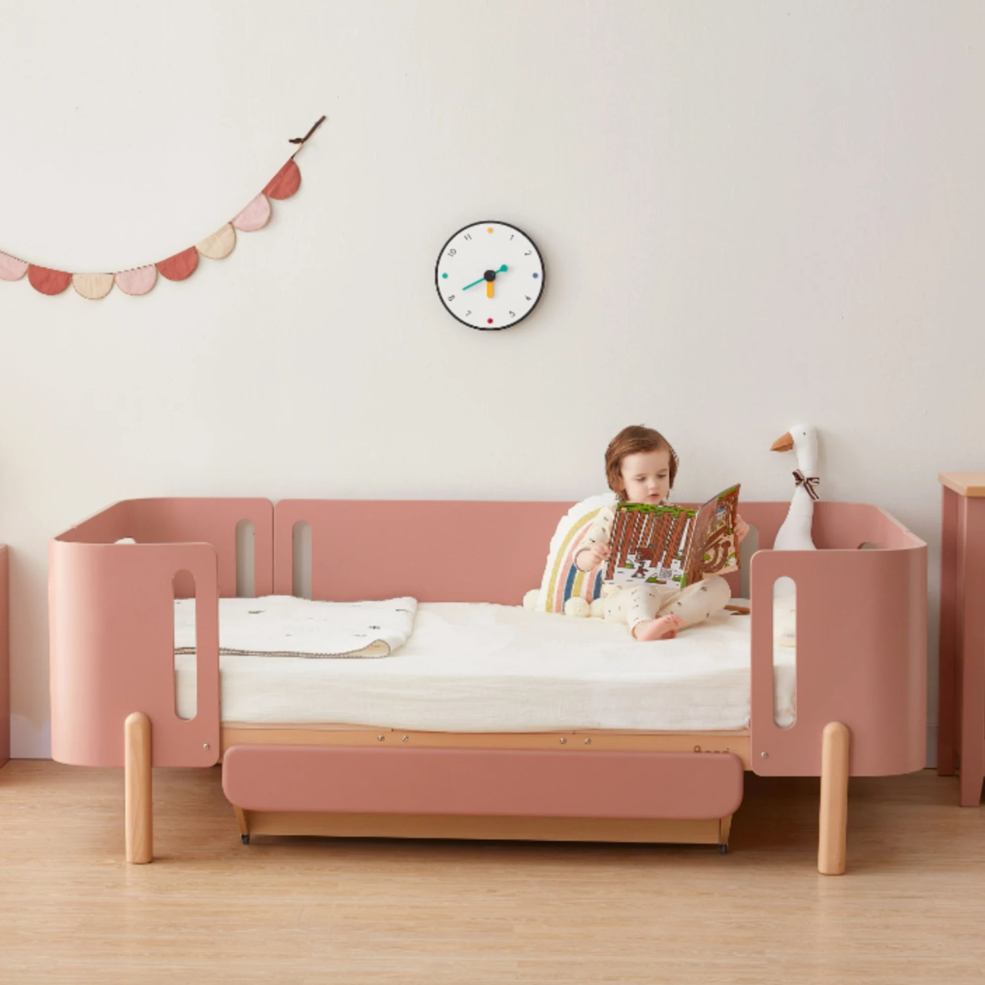 Boori Nova Evolve Kids Bedside Bed with Drawer, Cherry