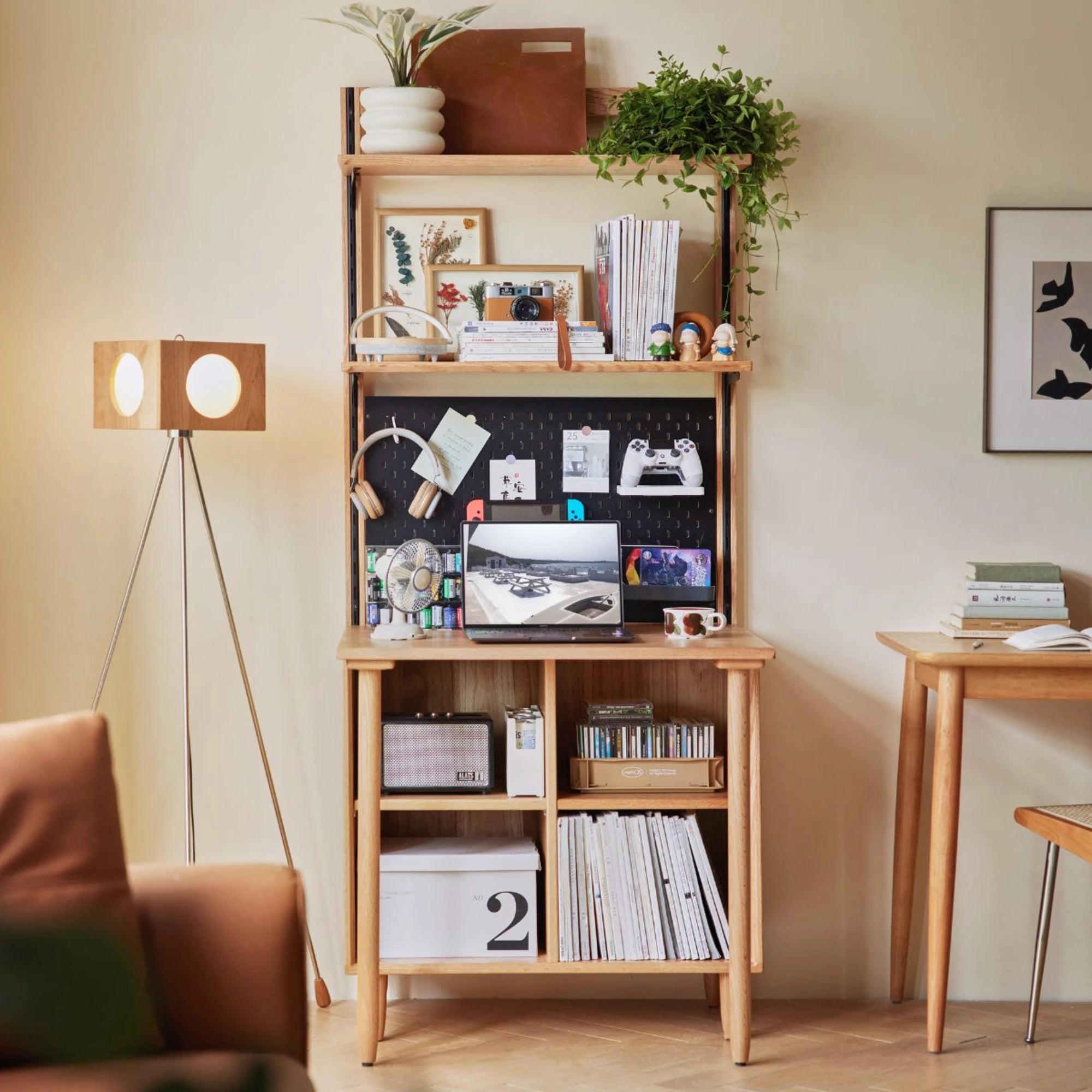 Linspire Noble Desk with Shelf, 80cm, Natural Wood