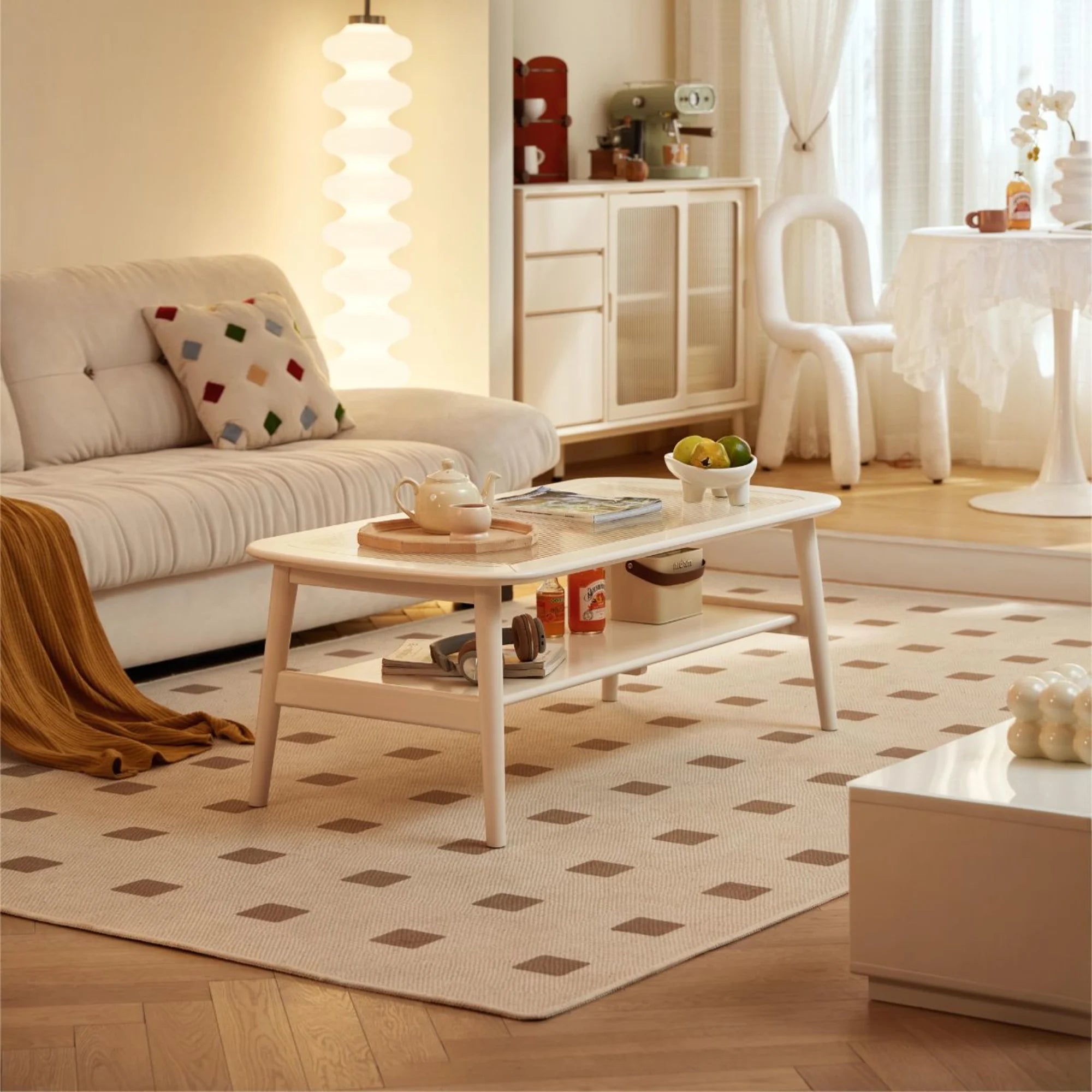 Linspire Ventus Coffee Table with Glass Top, 100cm, White