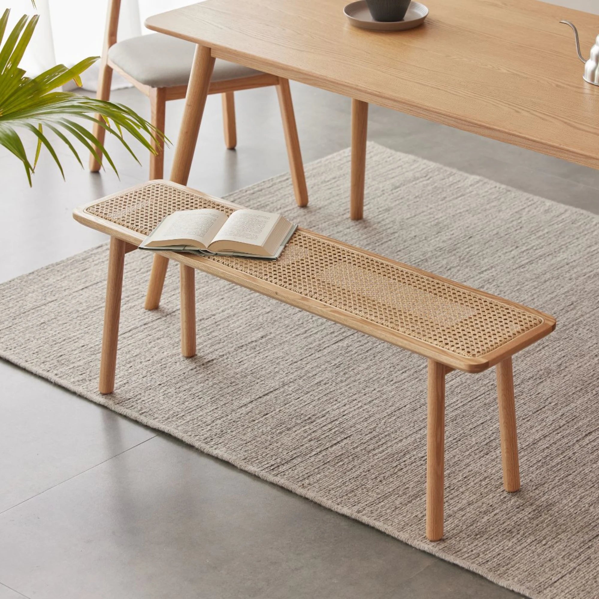 Solidwood Fuji Rattan Bench, 120cm