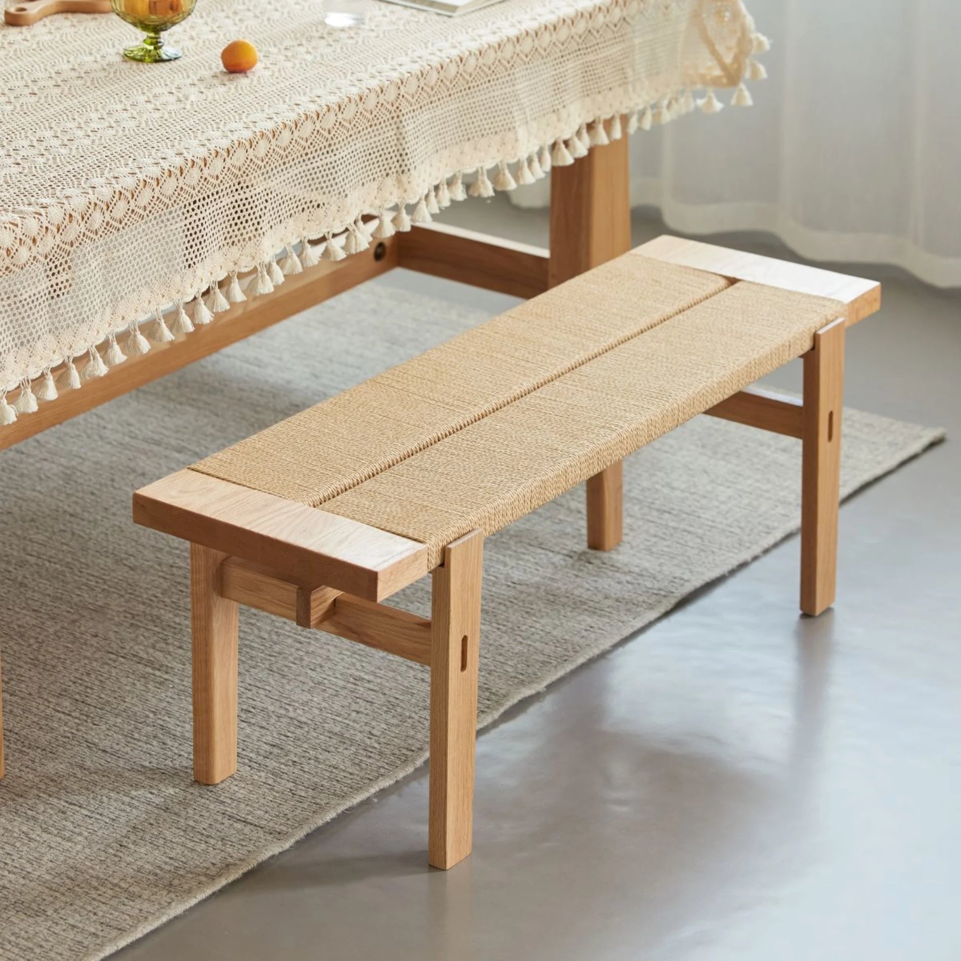 Solidwood Amber Rope Bench, 120cm