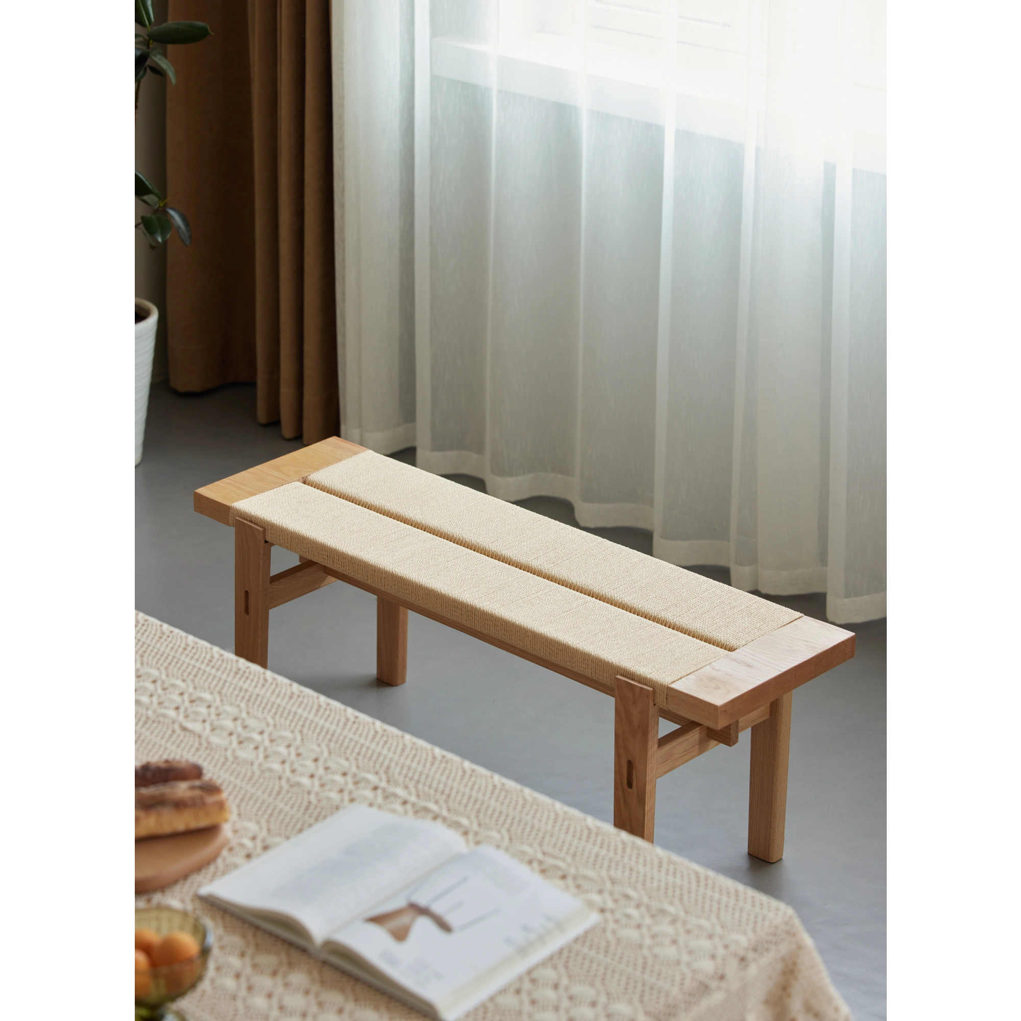 Solidwood Amber Rope Bench, 120cm