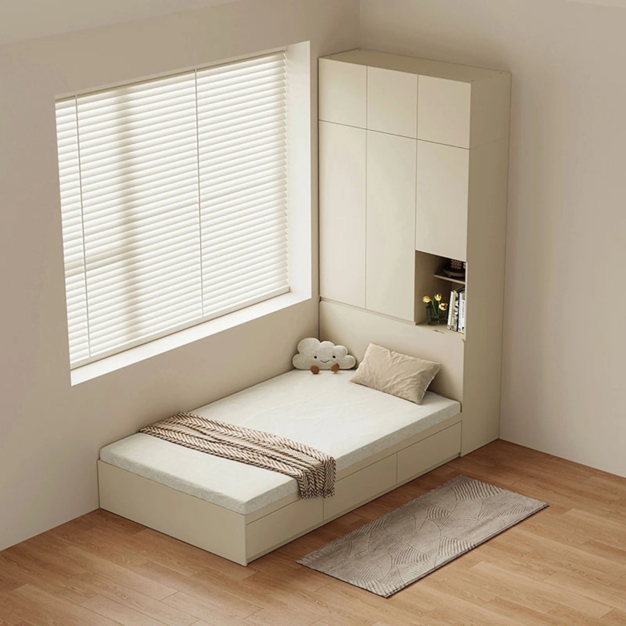 Linspire Lattice Global Double Bed Frame with Drawers and Storage Headboard, 120x243x242cm