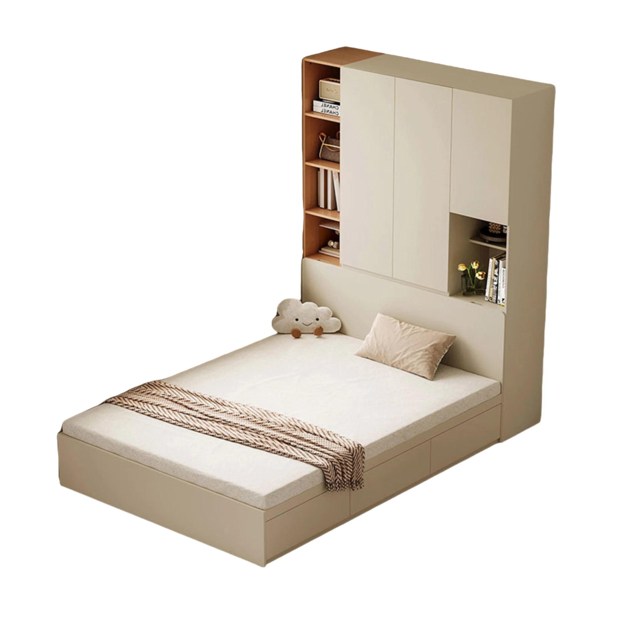 Linspire Lattice Global Queen Bed Frame with Drawers and Storage Headboard, 150x243x202cm