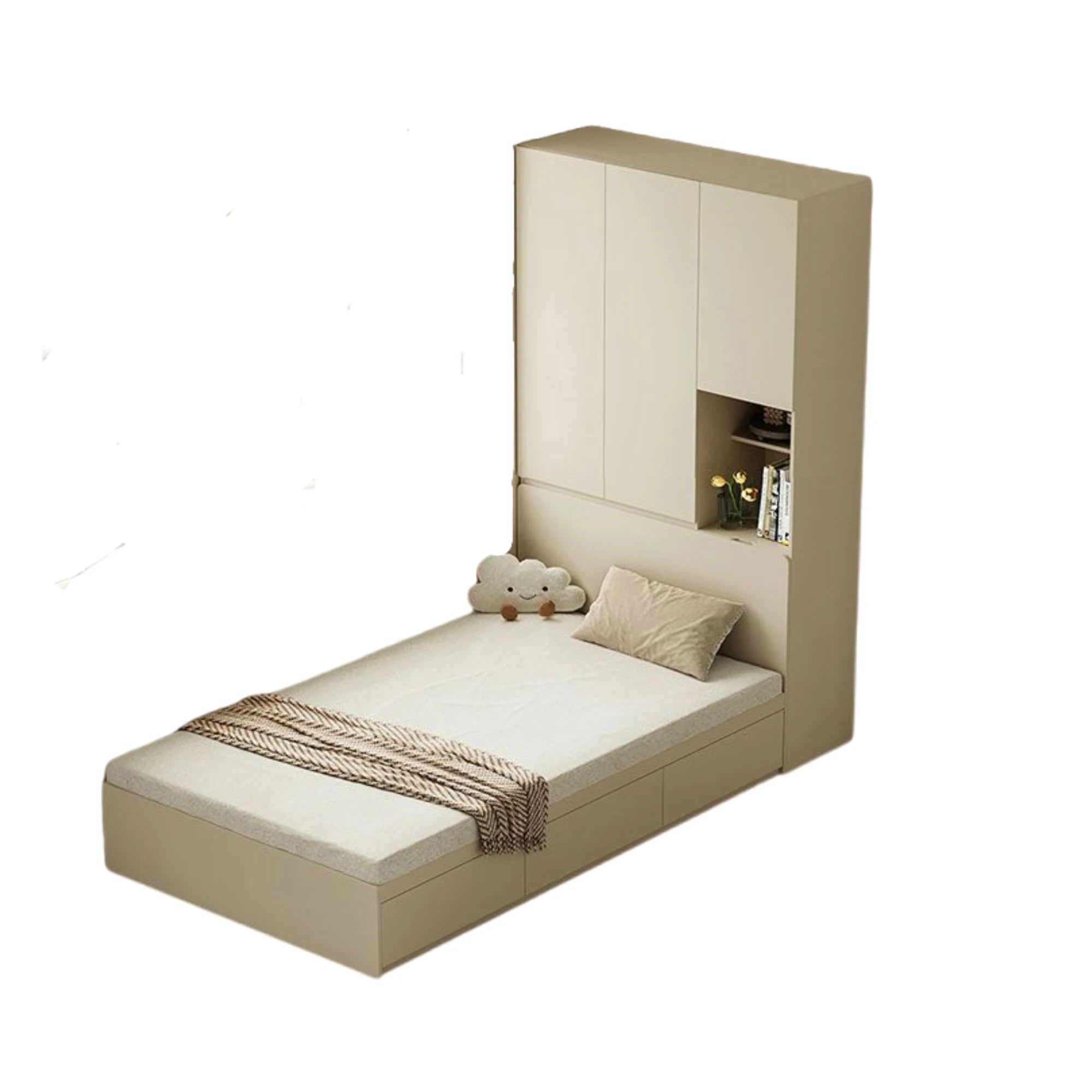 Linspire Lattice Global Double Bed Frame with Drawers and Storage Headboard, 120x243x202cm
