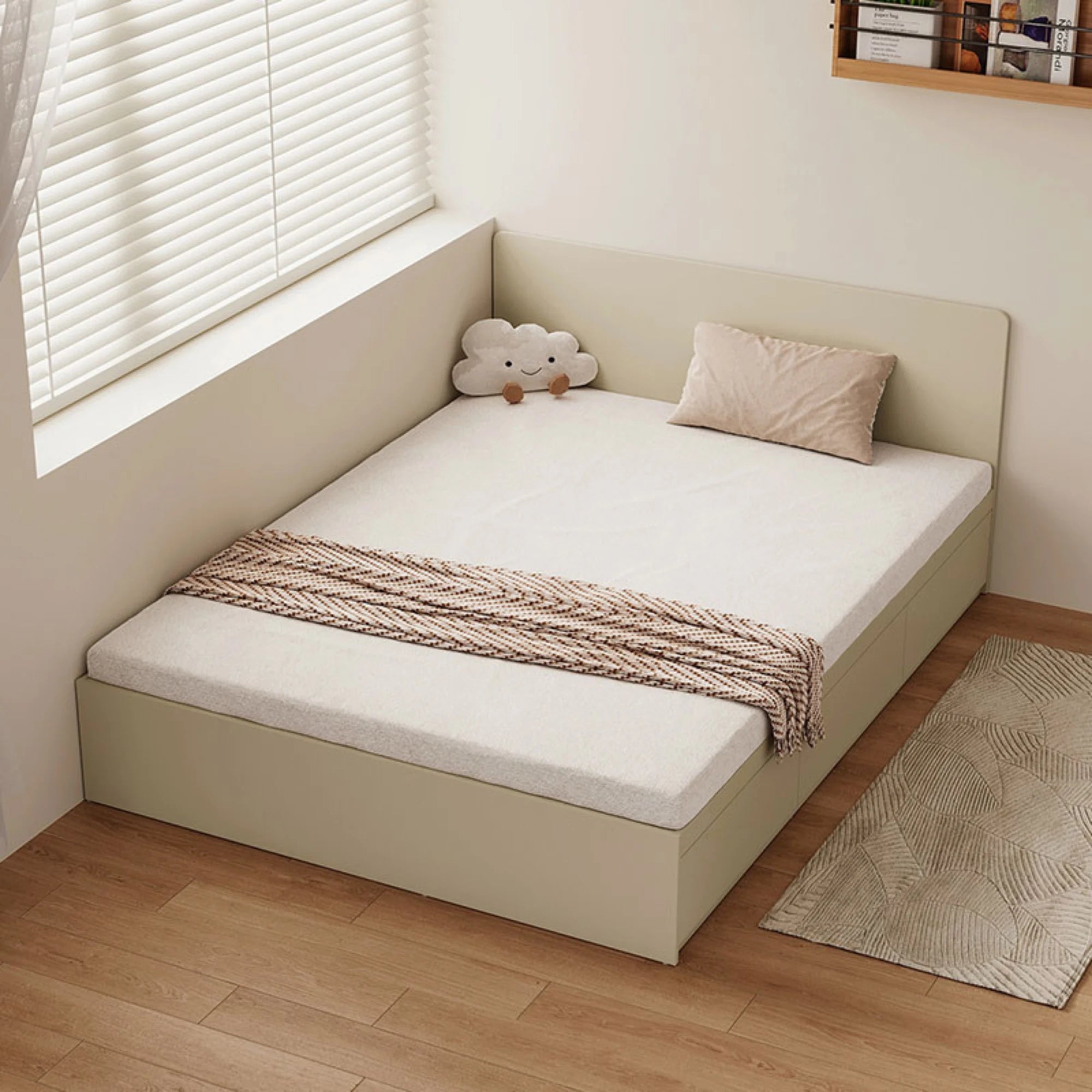 Linspire Lattice Bed Frame With Drawers, Light Grey