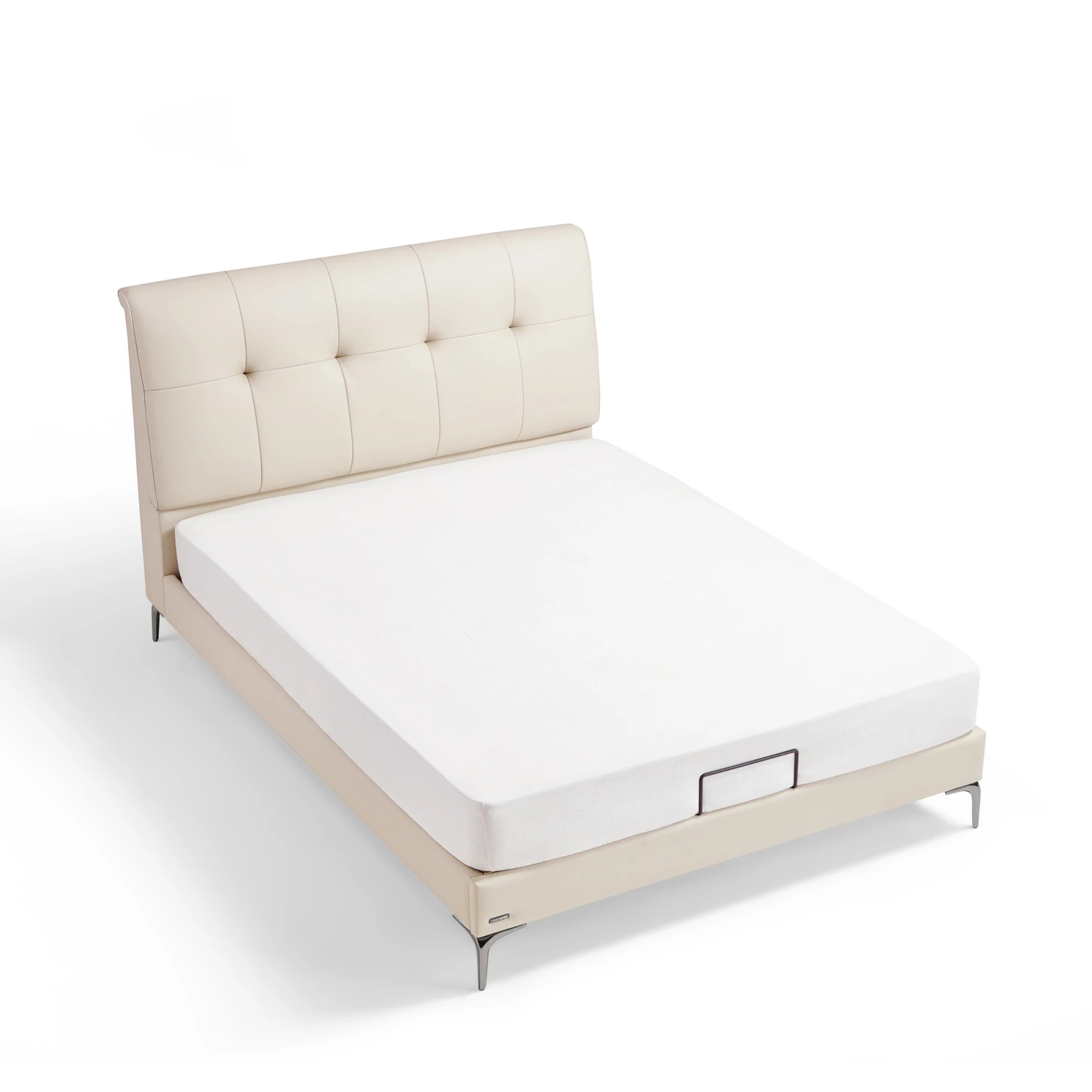 Linspire Radius Bed Frame With Leather Cushion Headboard, White