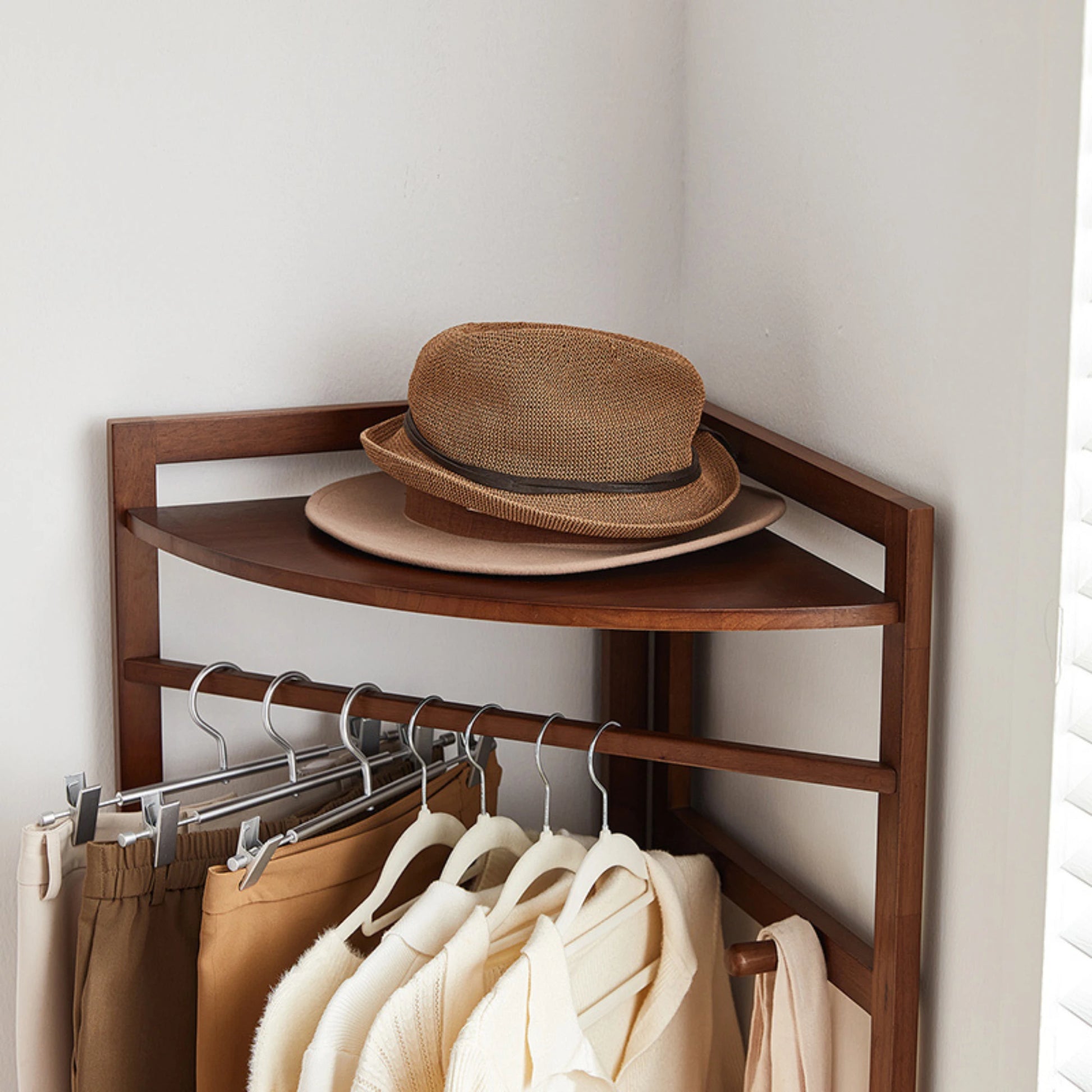 Linspire Quaint Solid Wood Corner Clothes Rack, Small