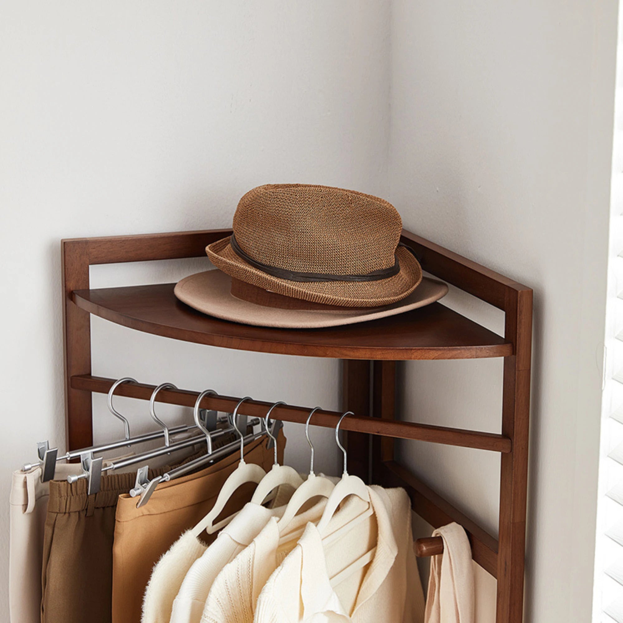 Linspire Quaint Solid Wood Corner Clothes Rack, Small