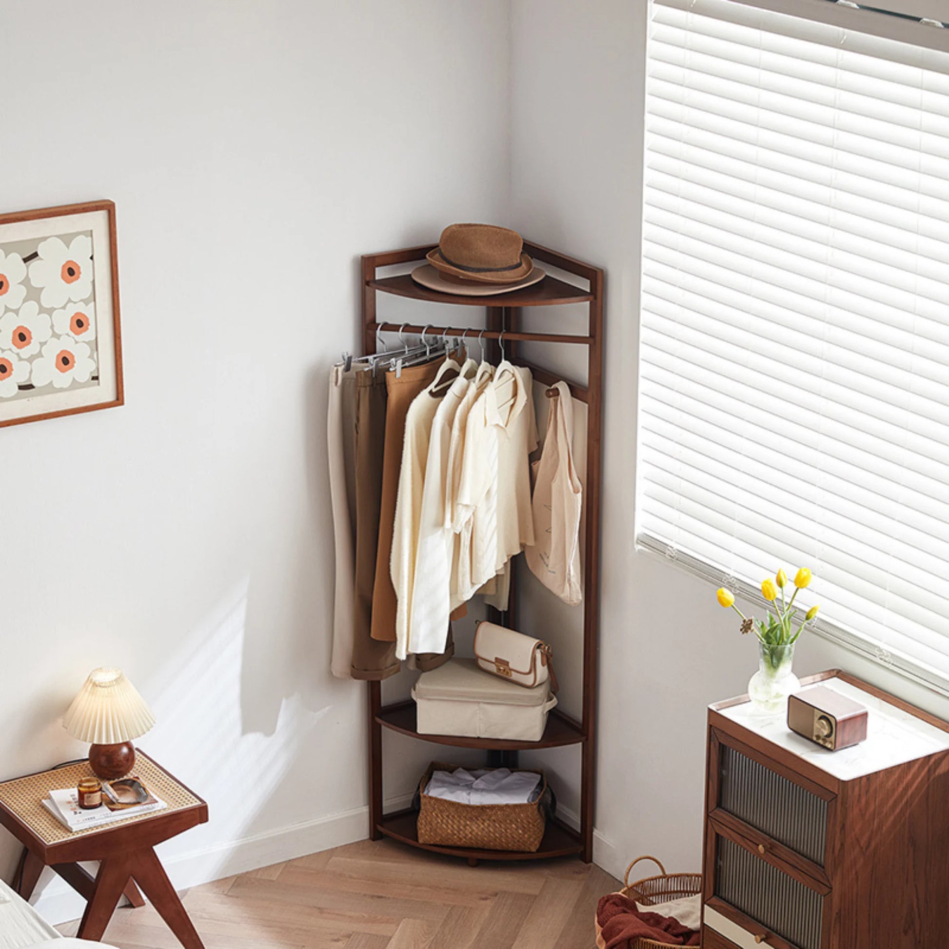 Linspire Quaint Solid Wood Corner Clothes Rack, Small