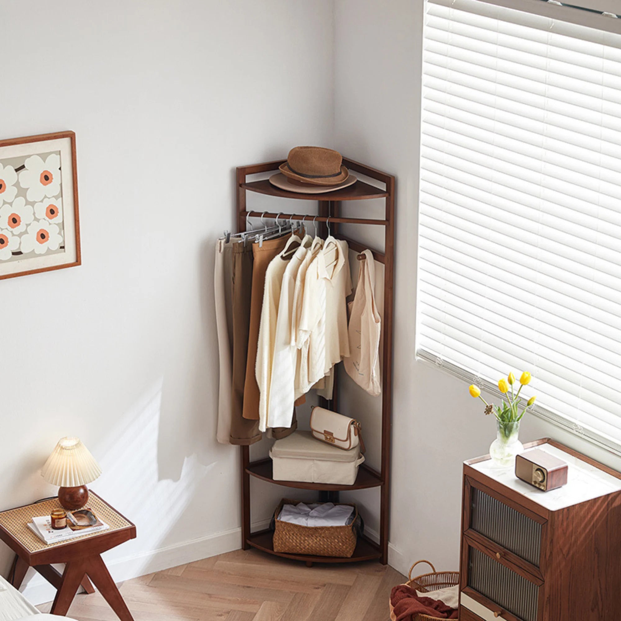 Linspire Quaint Solid Wood Corner Clothes Rack, Small