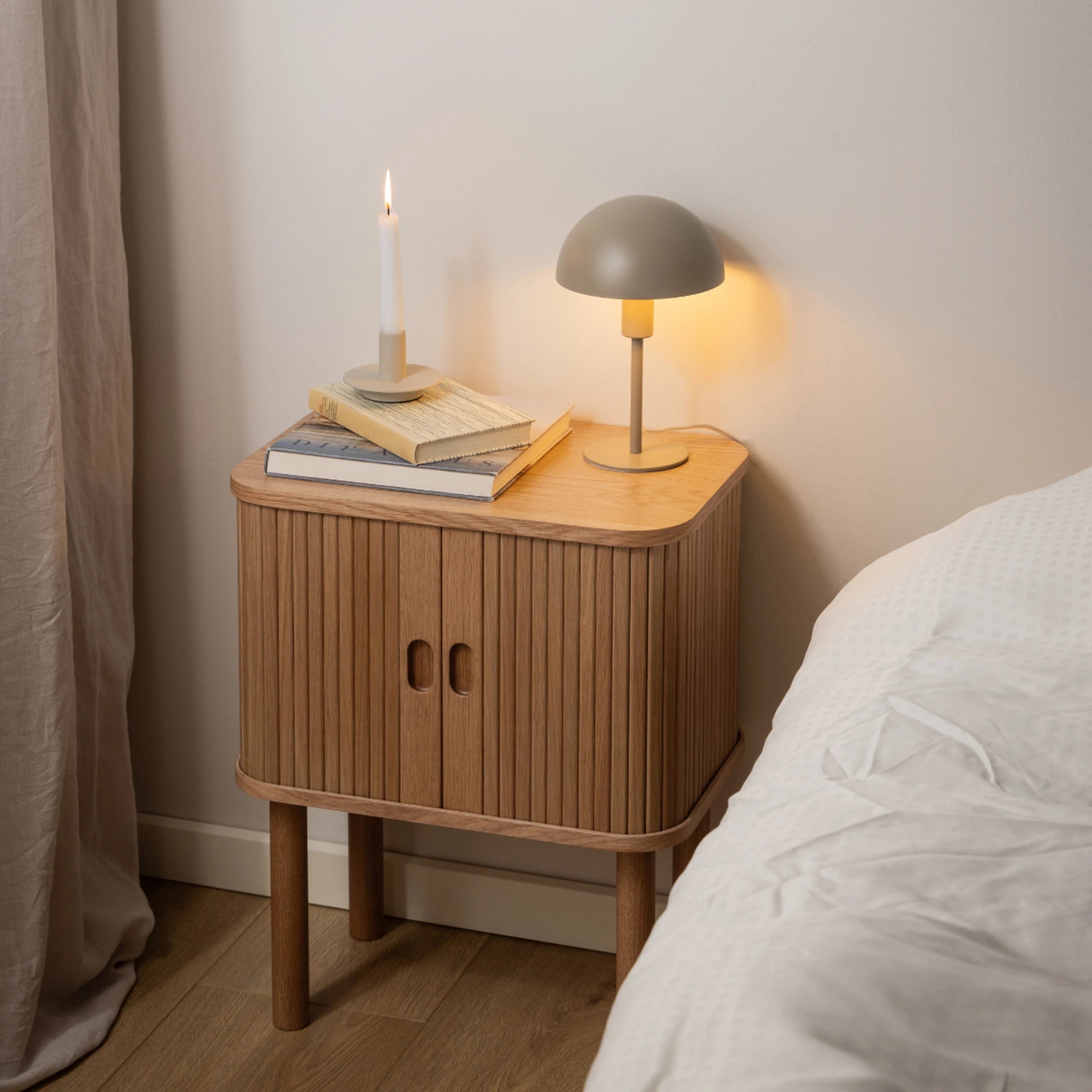 Hjem Design Langley Square Bedside Table, Natural Wood