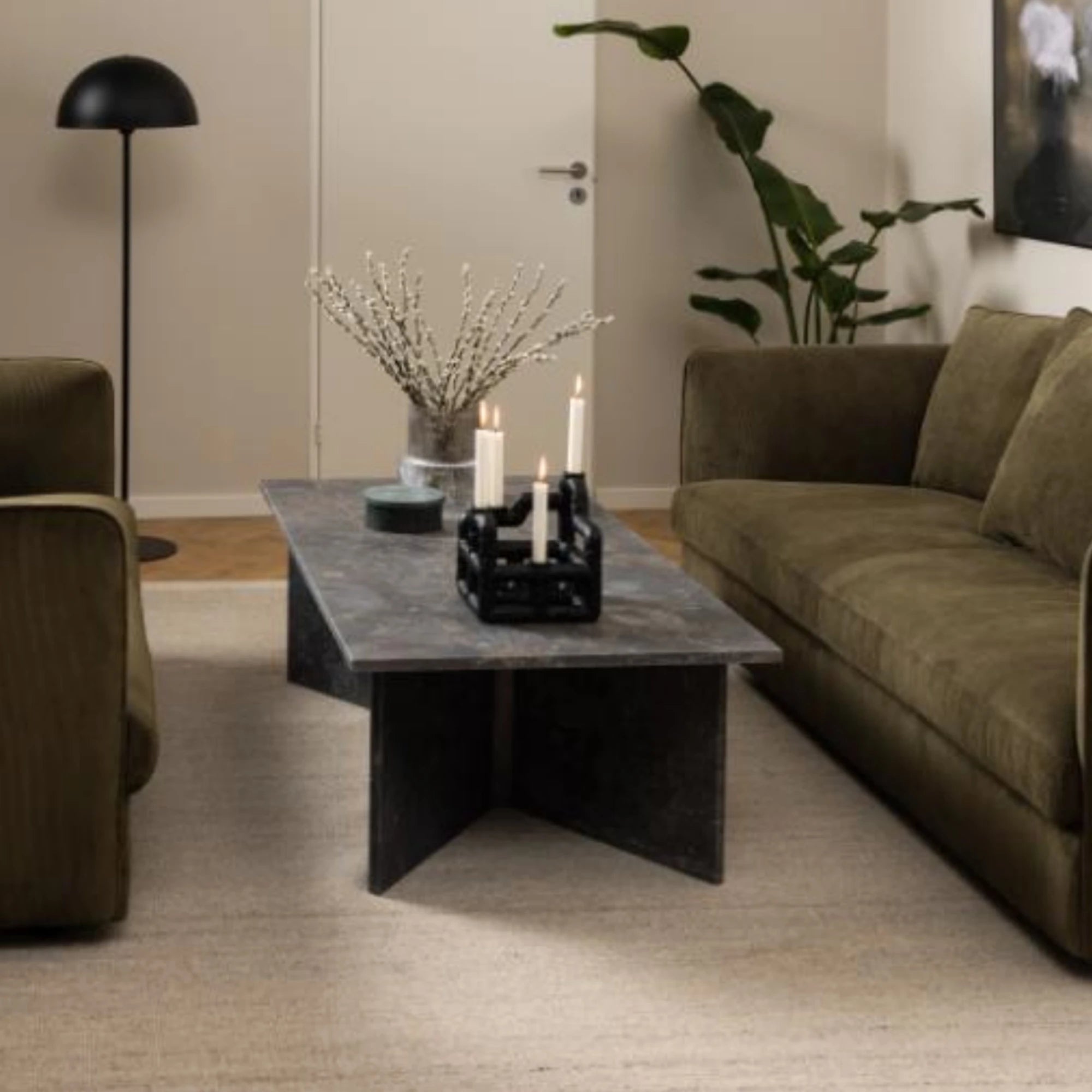 Hjem Design Vega Rectangular Coffee Table, Brown Marron
