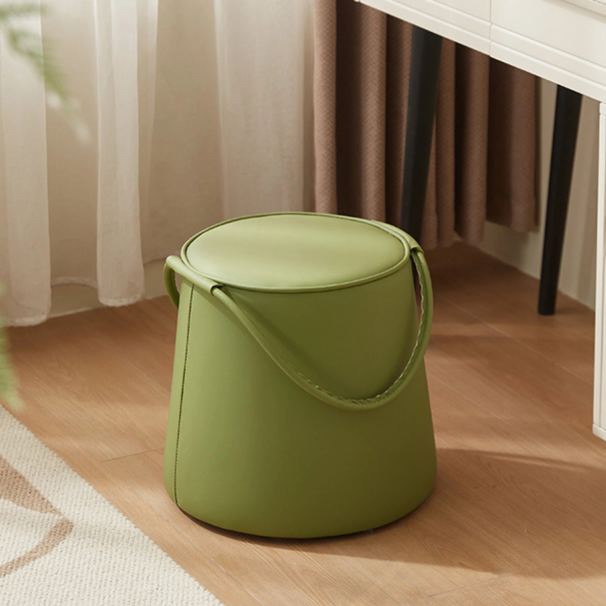 Linspire Kabos Leather Ottoman, Apple Green