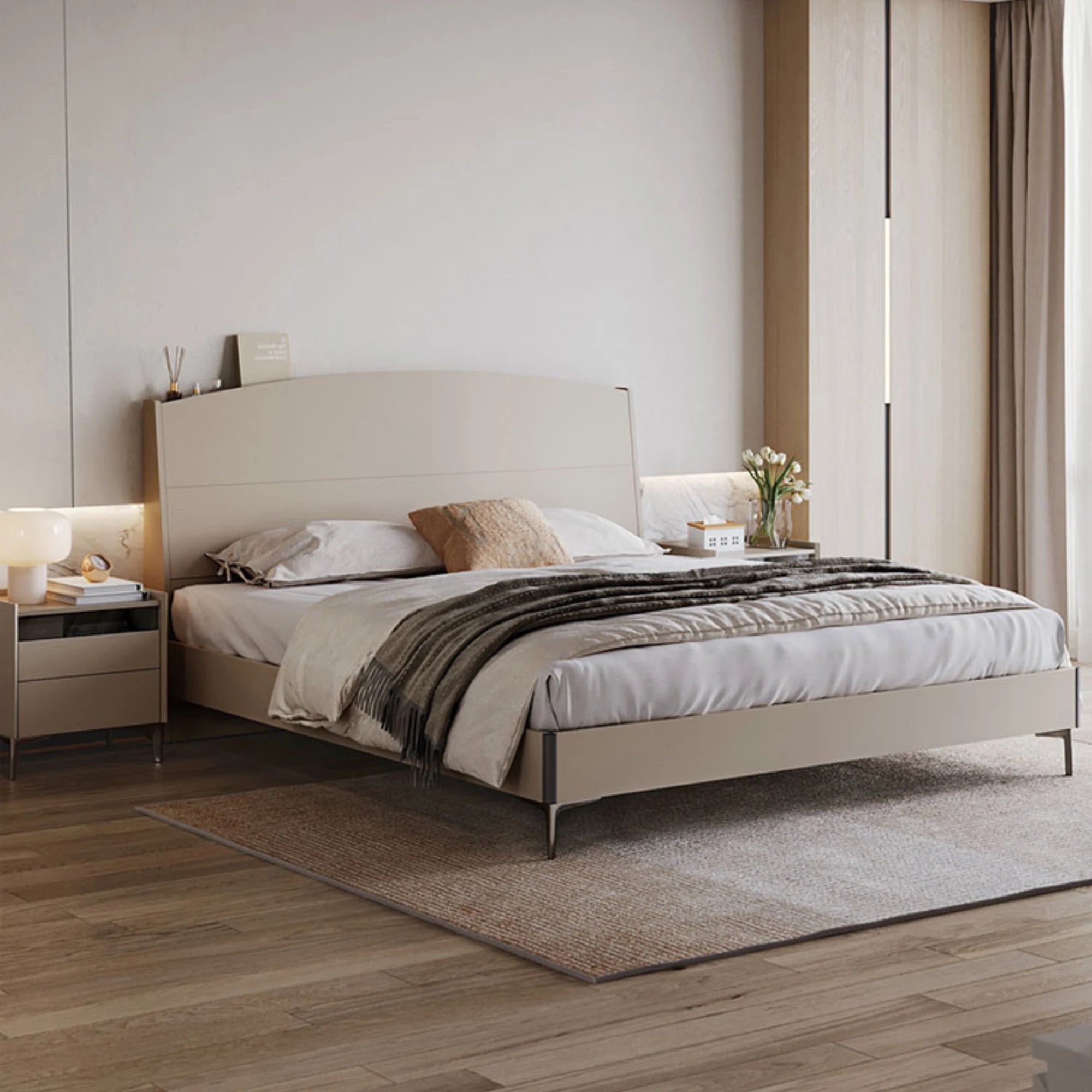 Linspire Vanko Global Queen Bed Frame & Bedside Table Set