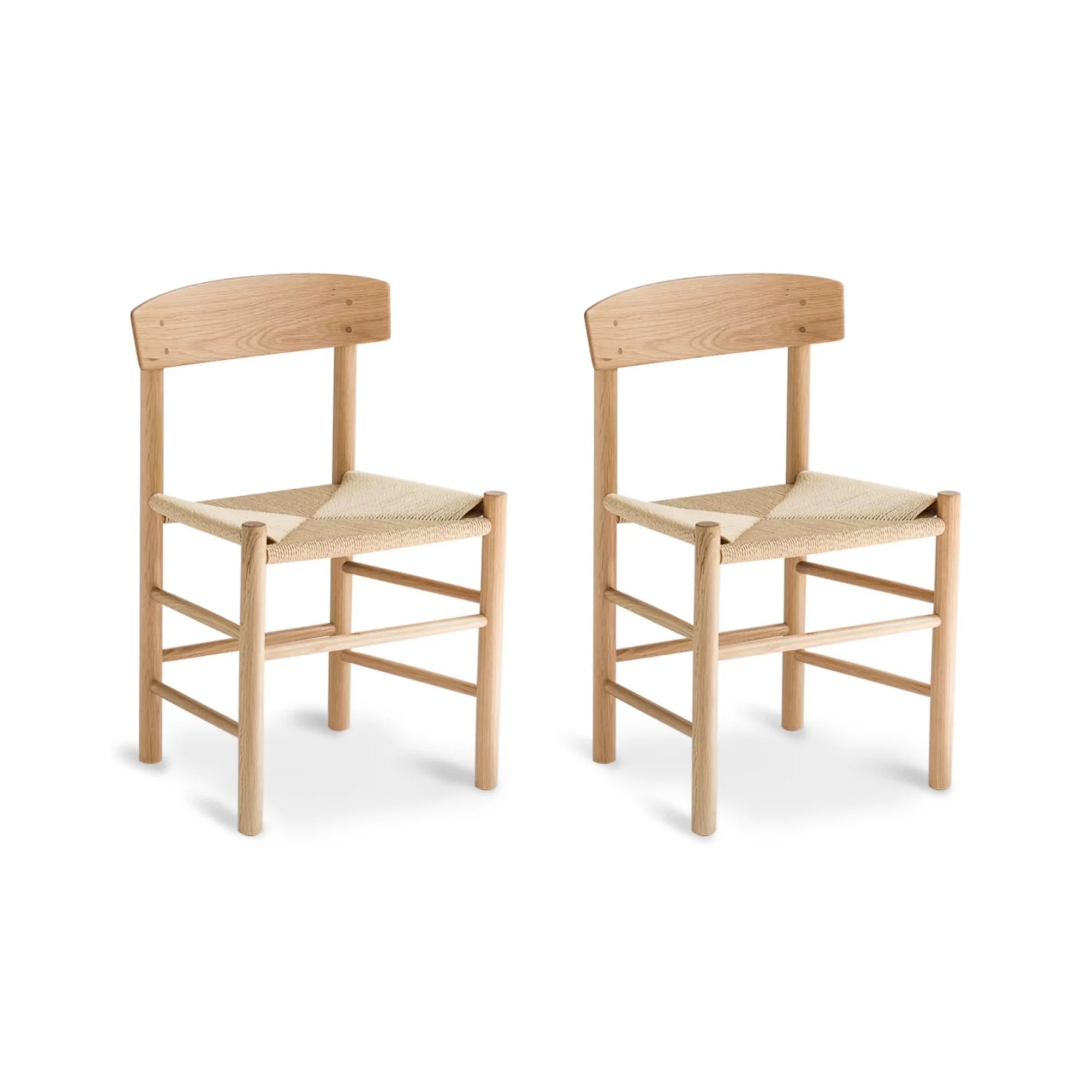 MODE Borge Mogensen Shaker Chair J39 Replica, Natural Wood, Set of 2