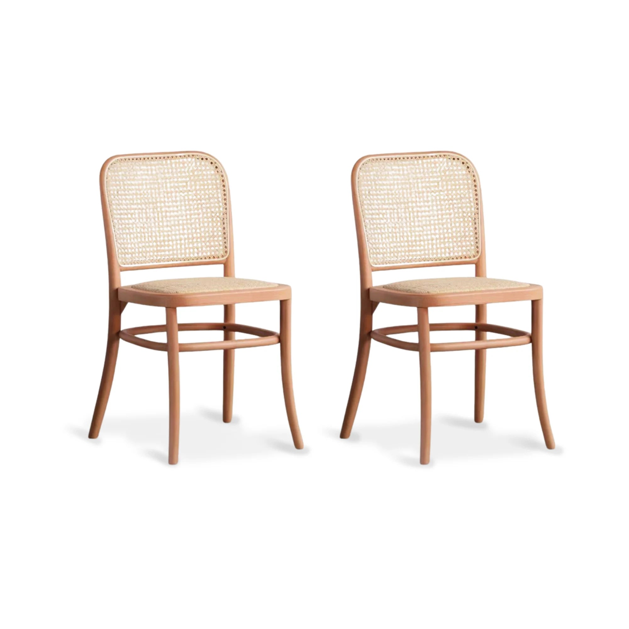 MODE Josef Hoffman No. 811 Dining Chair Replica, Natural Wood, Set of 2