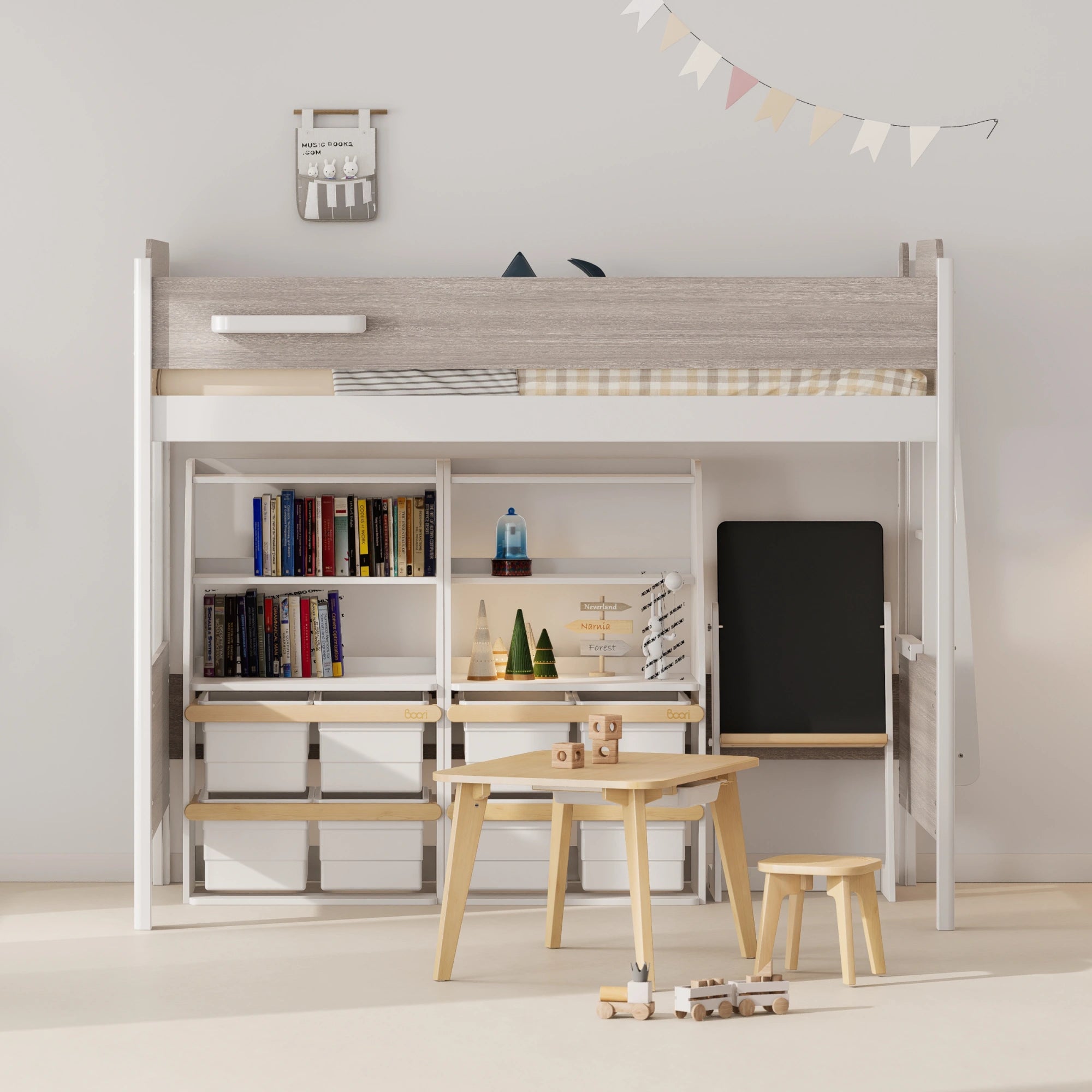 Boori Natty Kids NZ King Single Loft Bed + Ladder, Oak