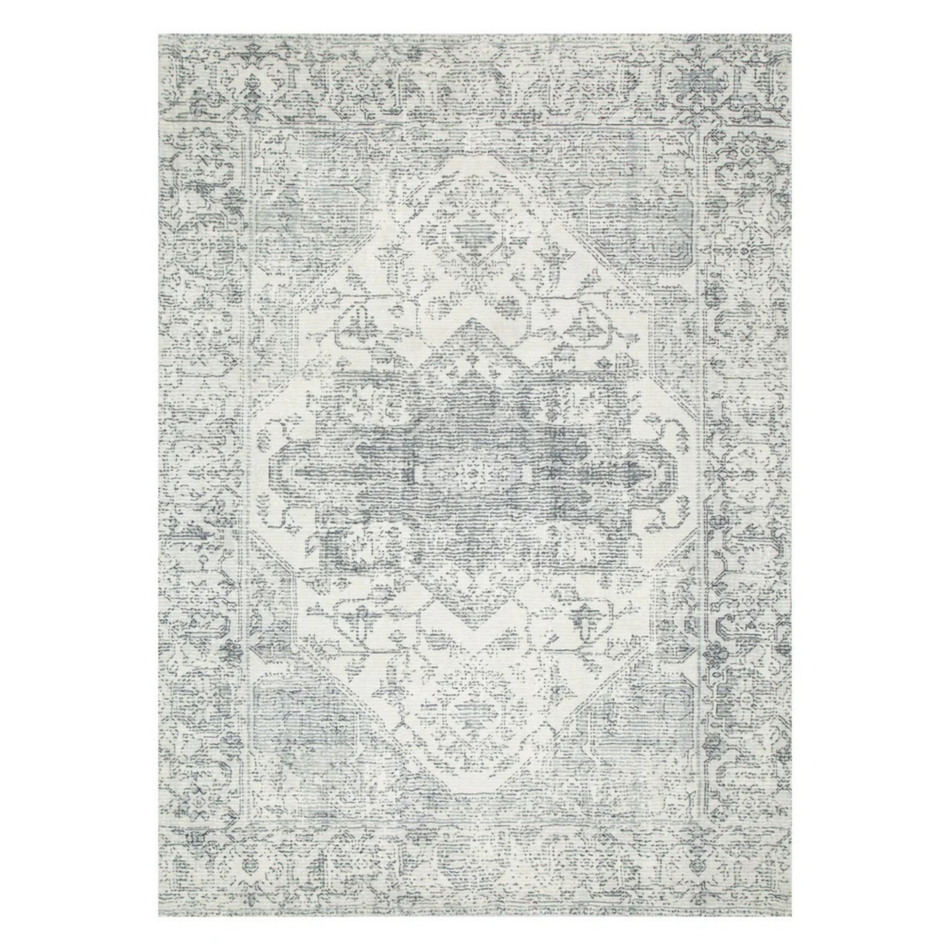 Dreamweaver Oasis Medallion Machine Washable Rug, Medallion Blue