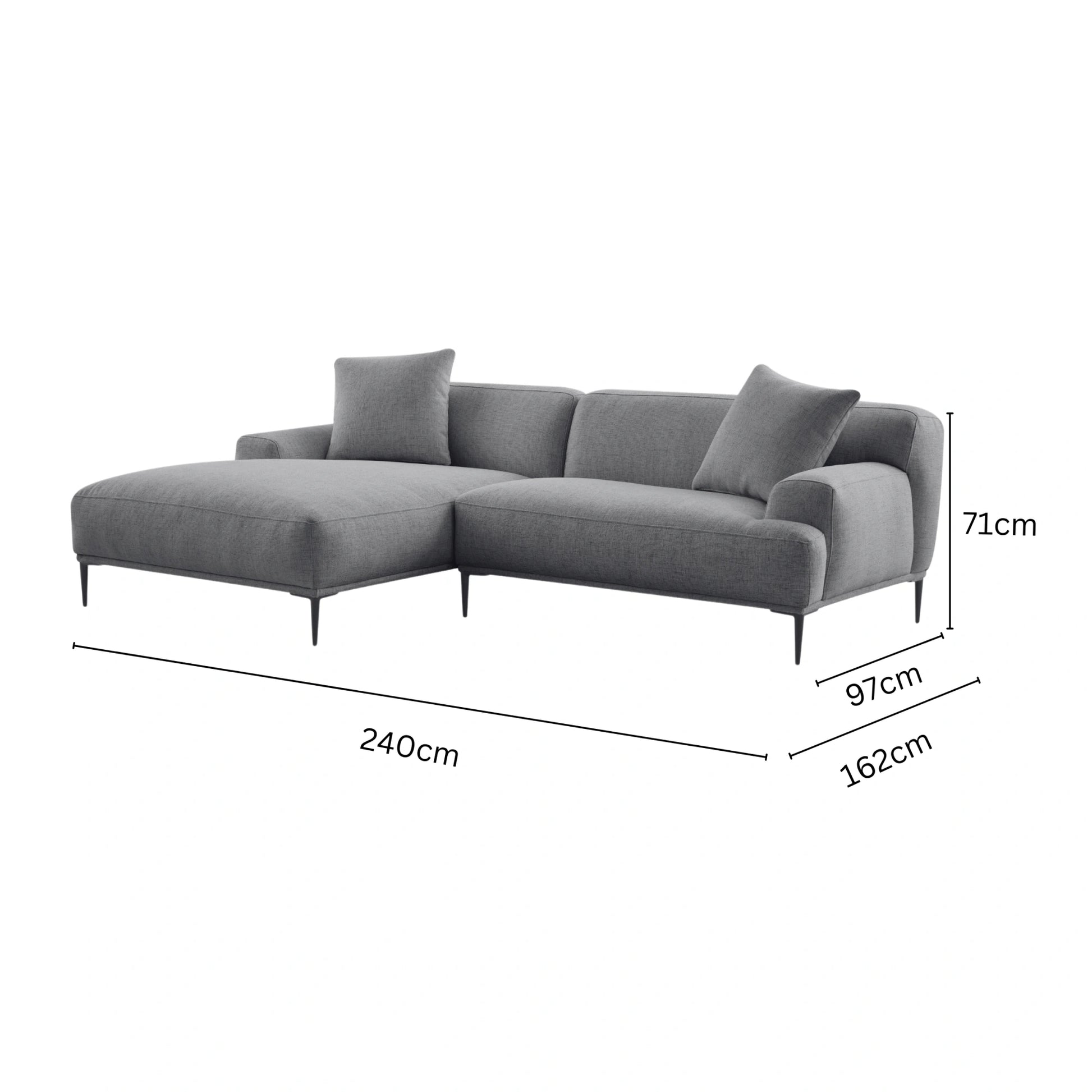 MODE Cielo 3.5-Seater Sofa with Chaise, Blue Grey