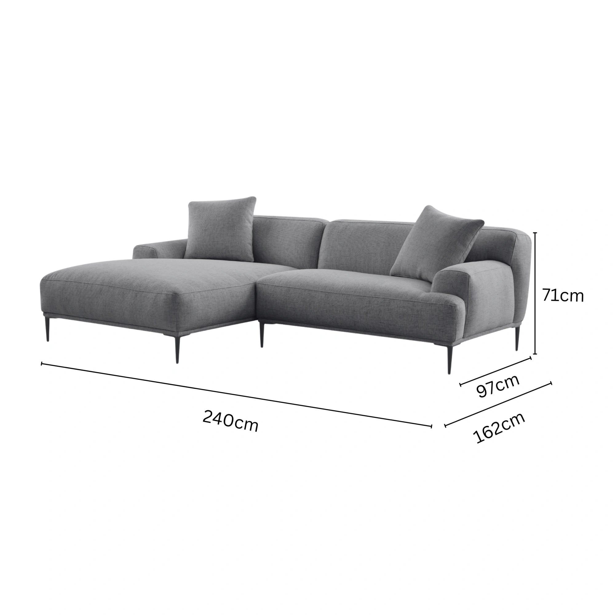MODE Cielo 3.5-Seater Sofa with Chaise, Blue Grey