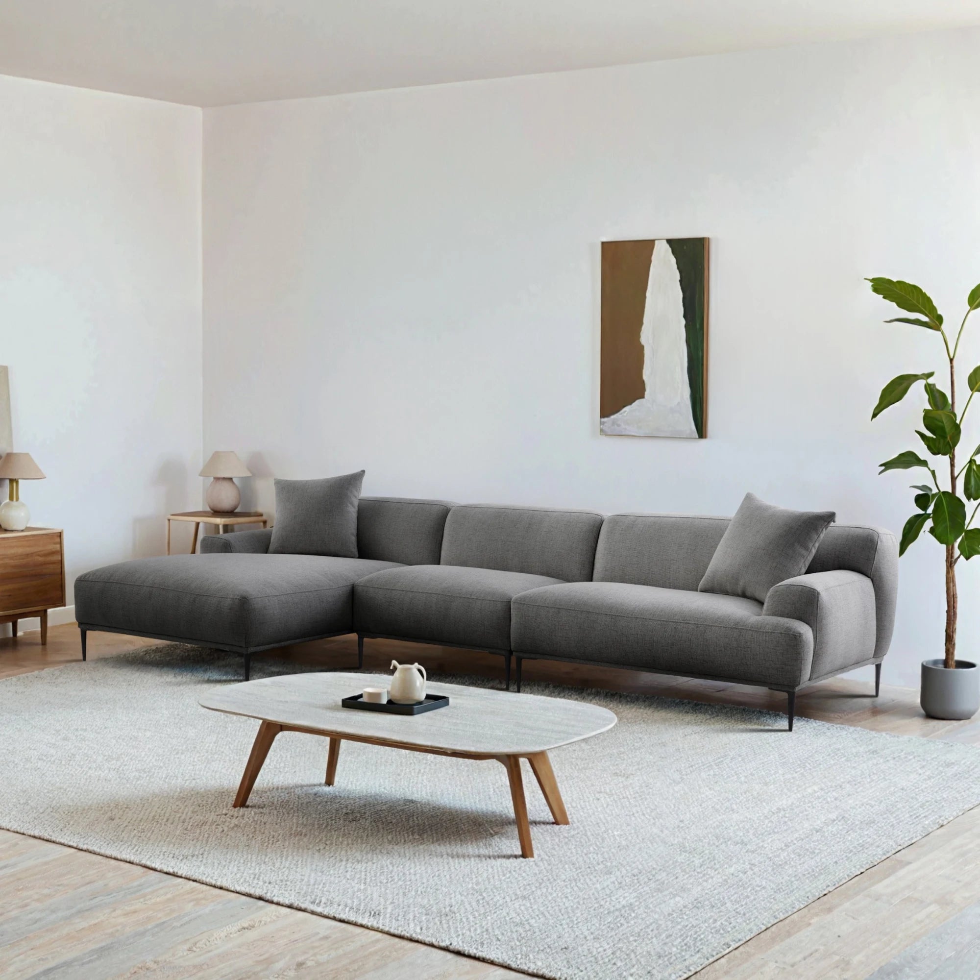 MODE Cielo 4.5-Seater Sofa with Chaise, Blue Grey