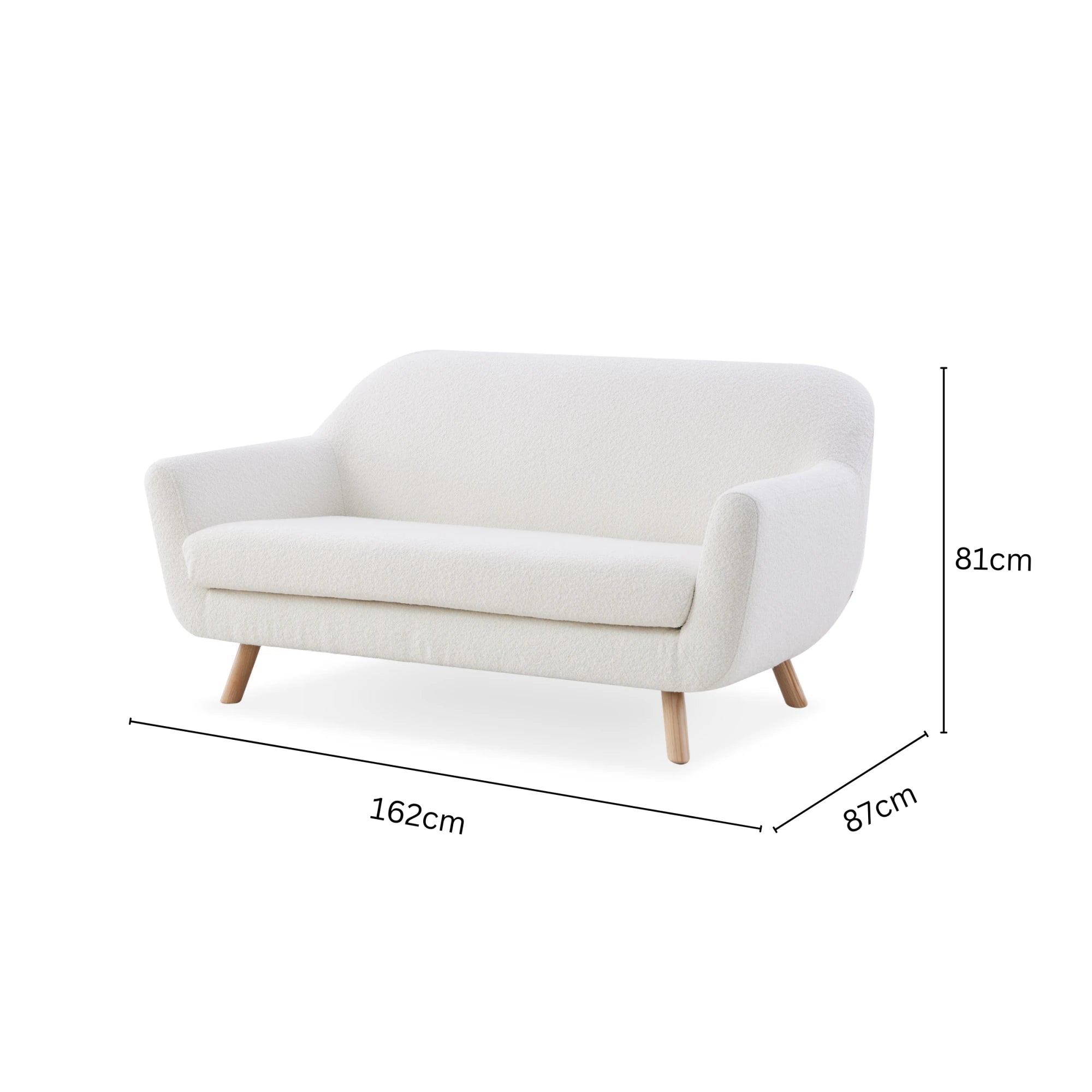 MODE Milo Boucle Loveseat, Chalk White