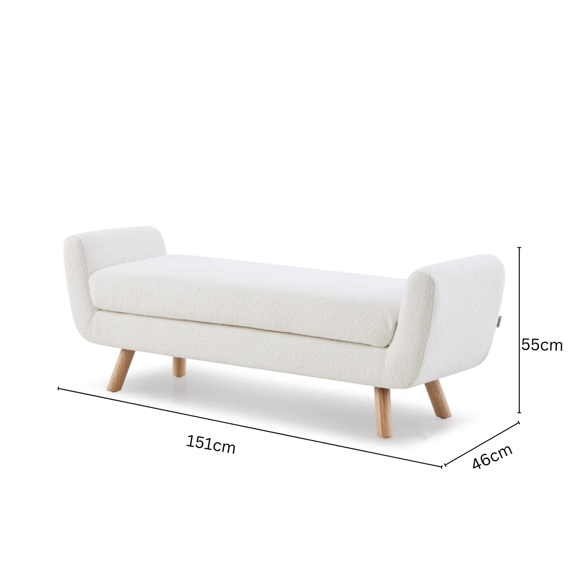 MODE Milo Boucle Bench, Chalk White