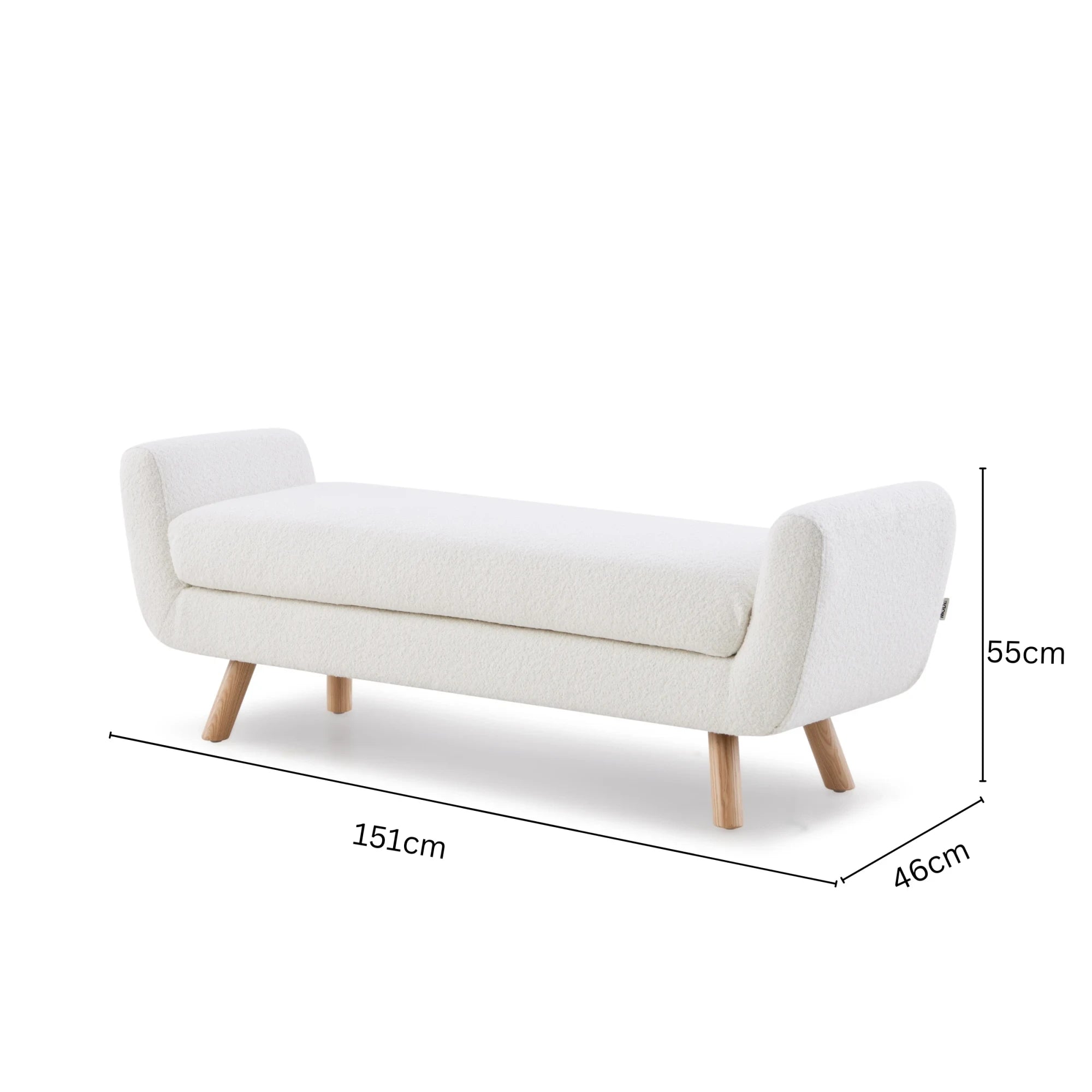 MODE Milo Boucle Bench, Chalk White