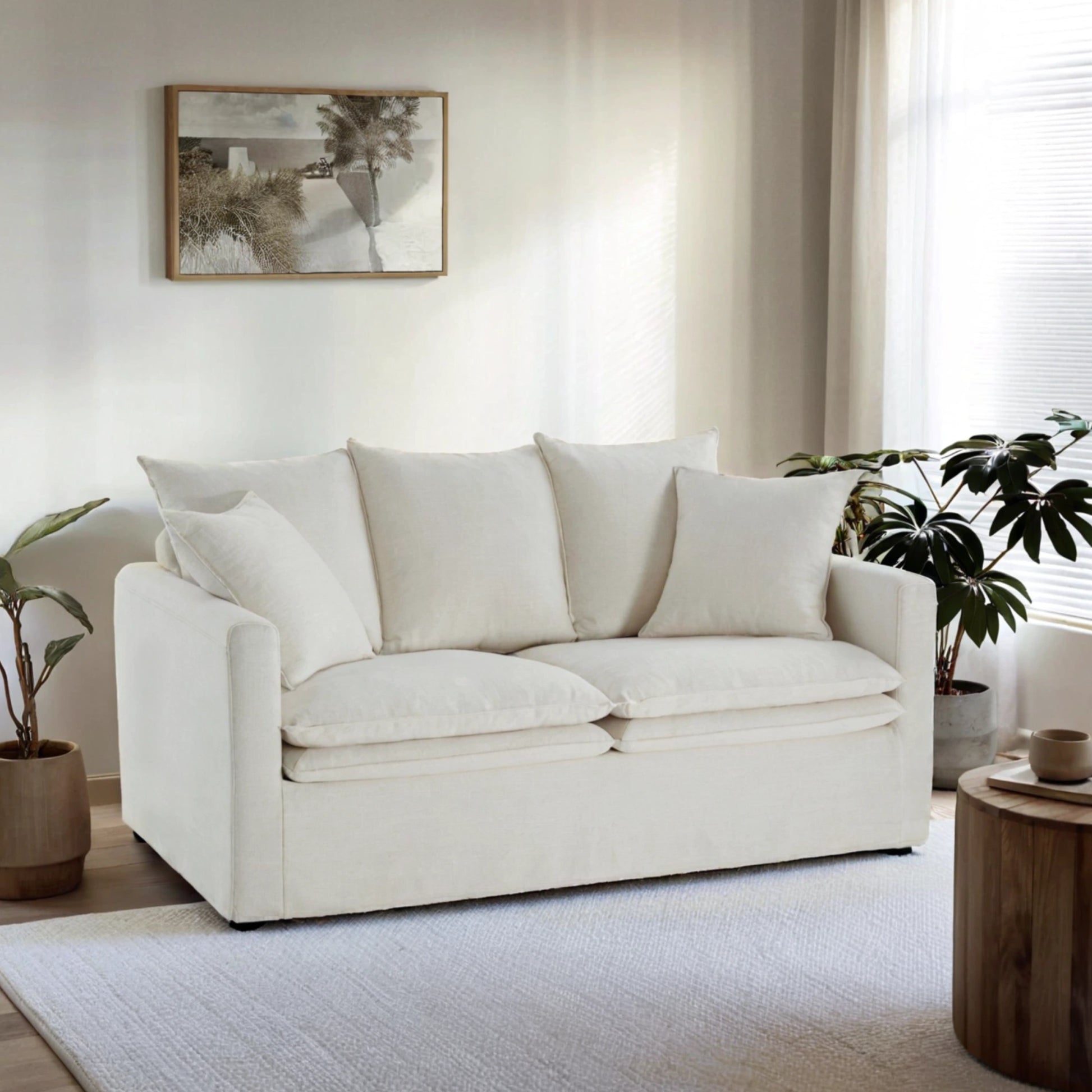 MODE Crepes 2.5-Seater Linen Sofa, Off-White