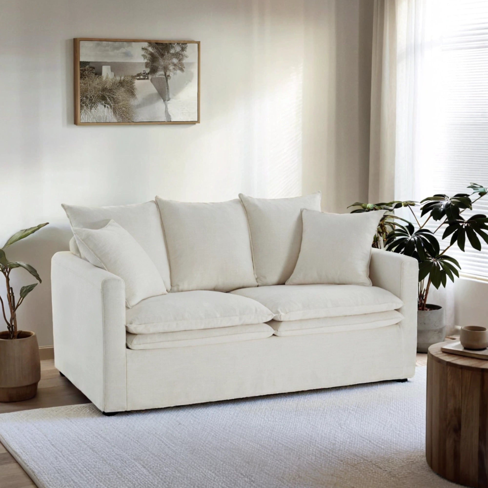 MODE Crepes 2.5-Seater Linen Sofa, Off-White