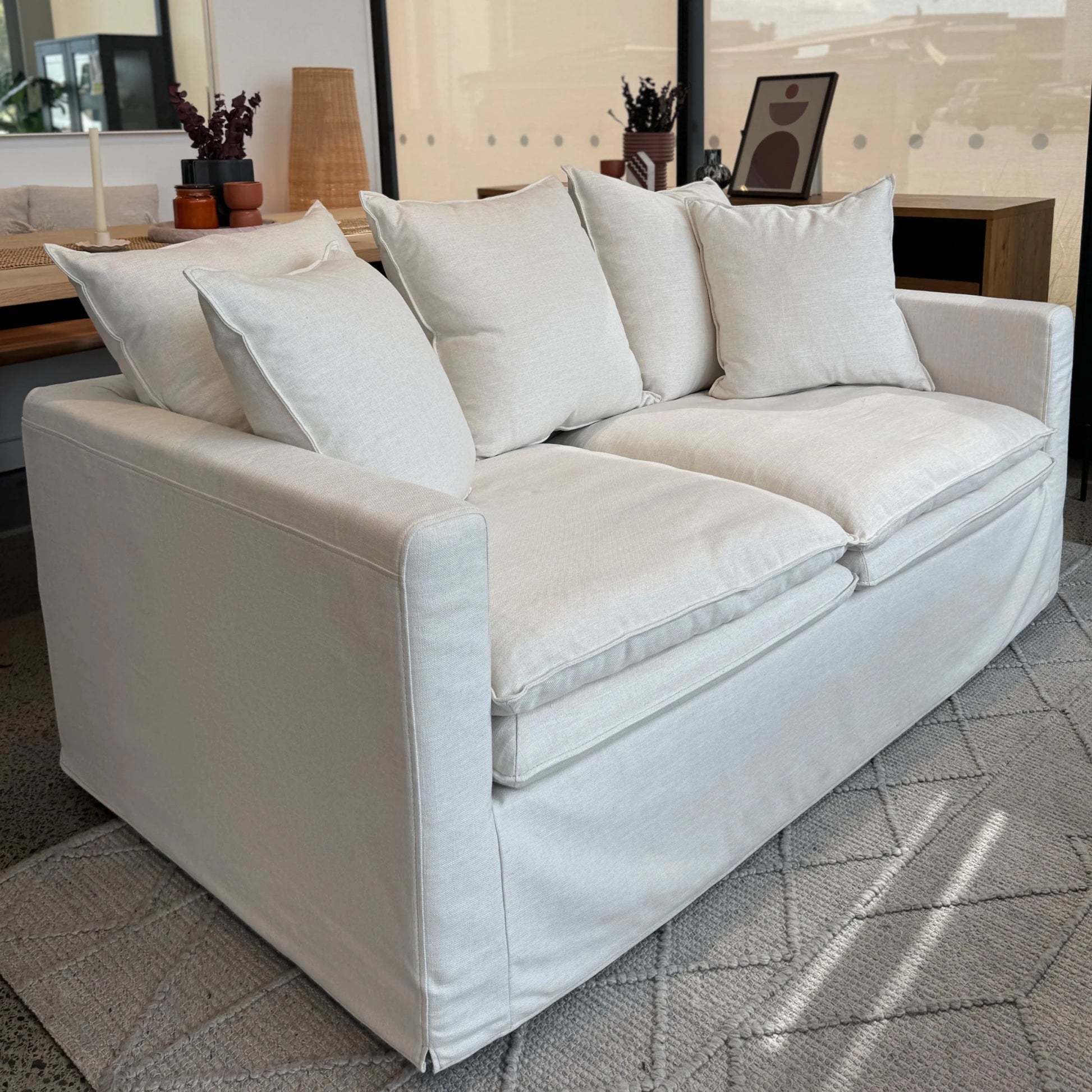 MODE Crepes 2.5-Seater Linen Sofa, Off-White
