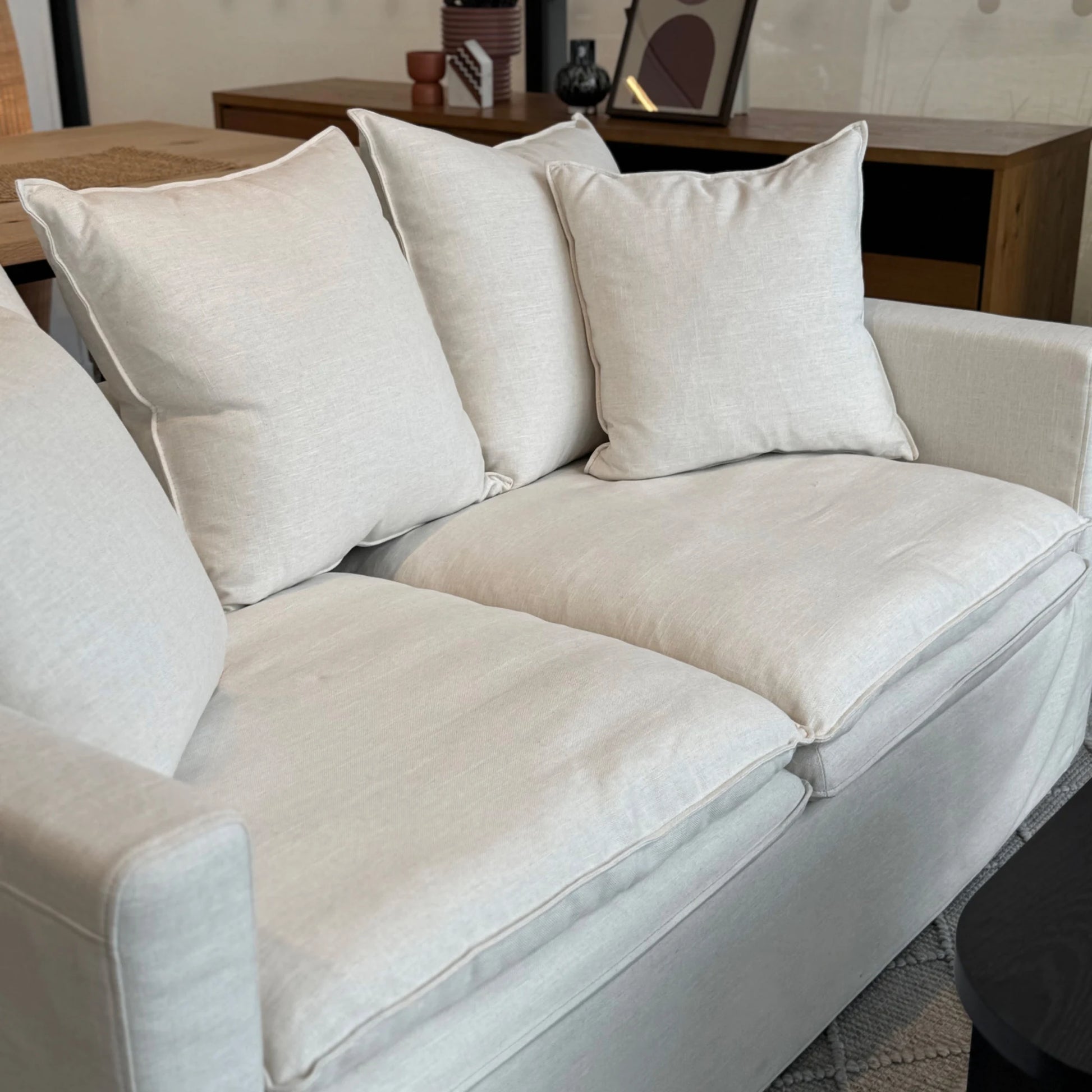 MODE Crepes 2.5-Seater Linen Sofa, Off-White
