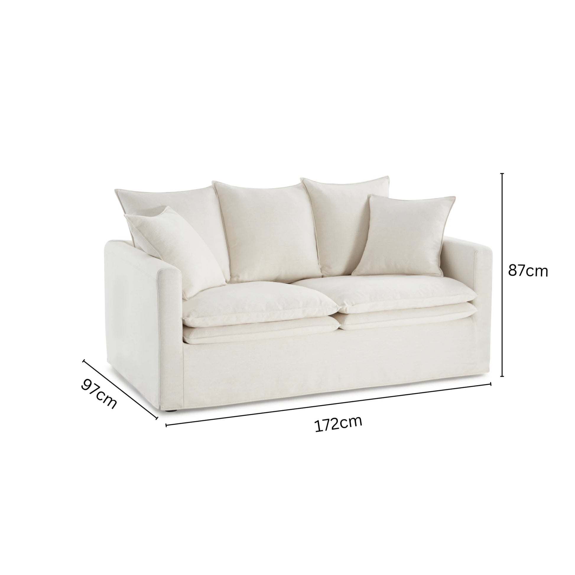 MODE Crepes 2.5-Seater Linen Sofa, Off-White