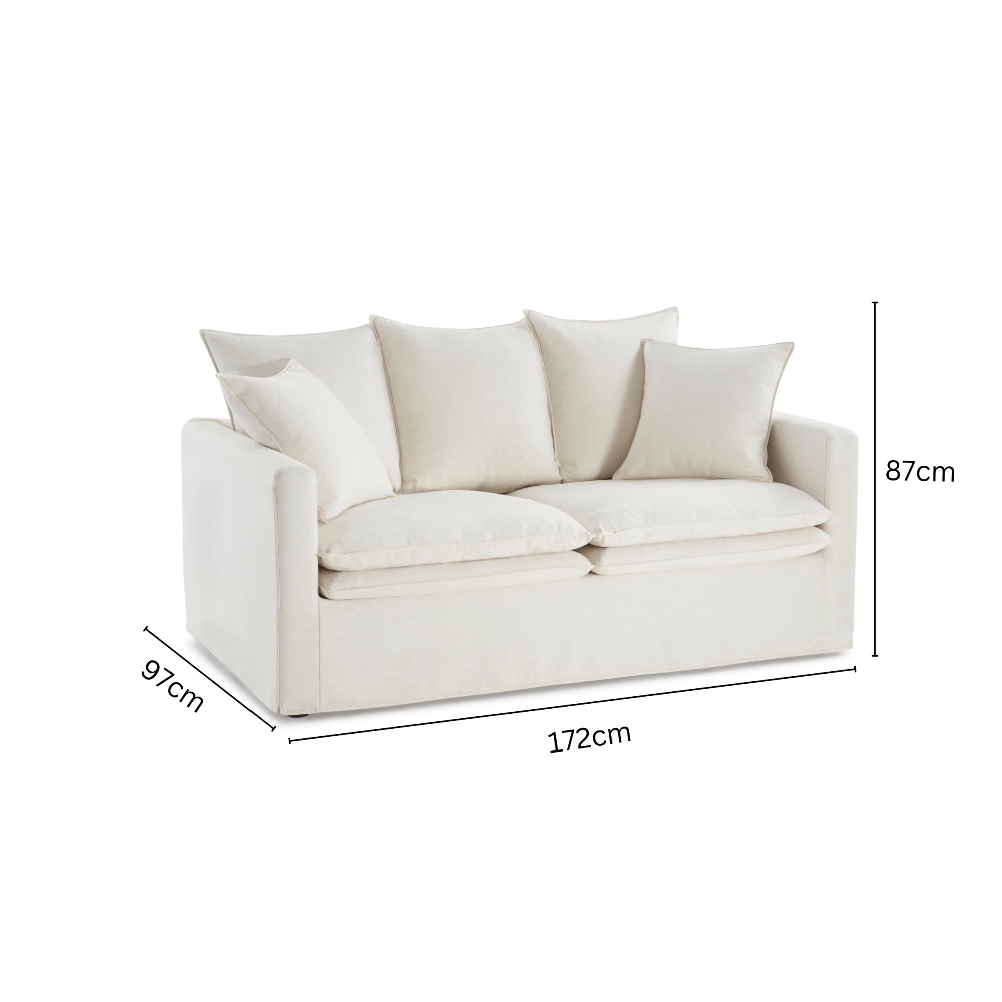MODE Crepes 2.5-Seater Linen Sofa, Off-White