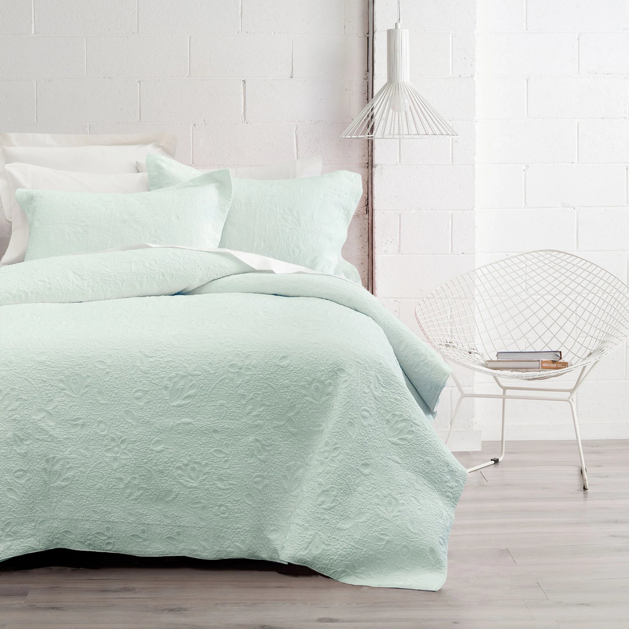 SAVONA Chantel Bedspread, Duckegg, NZ Single