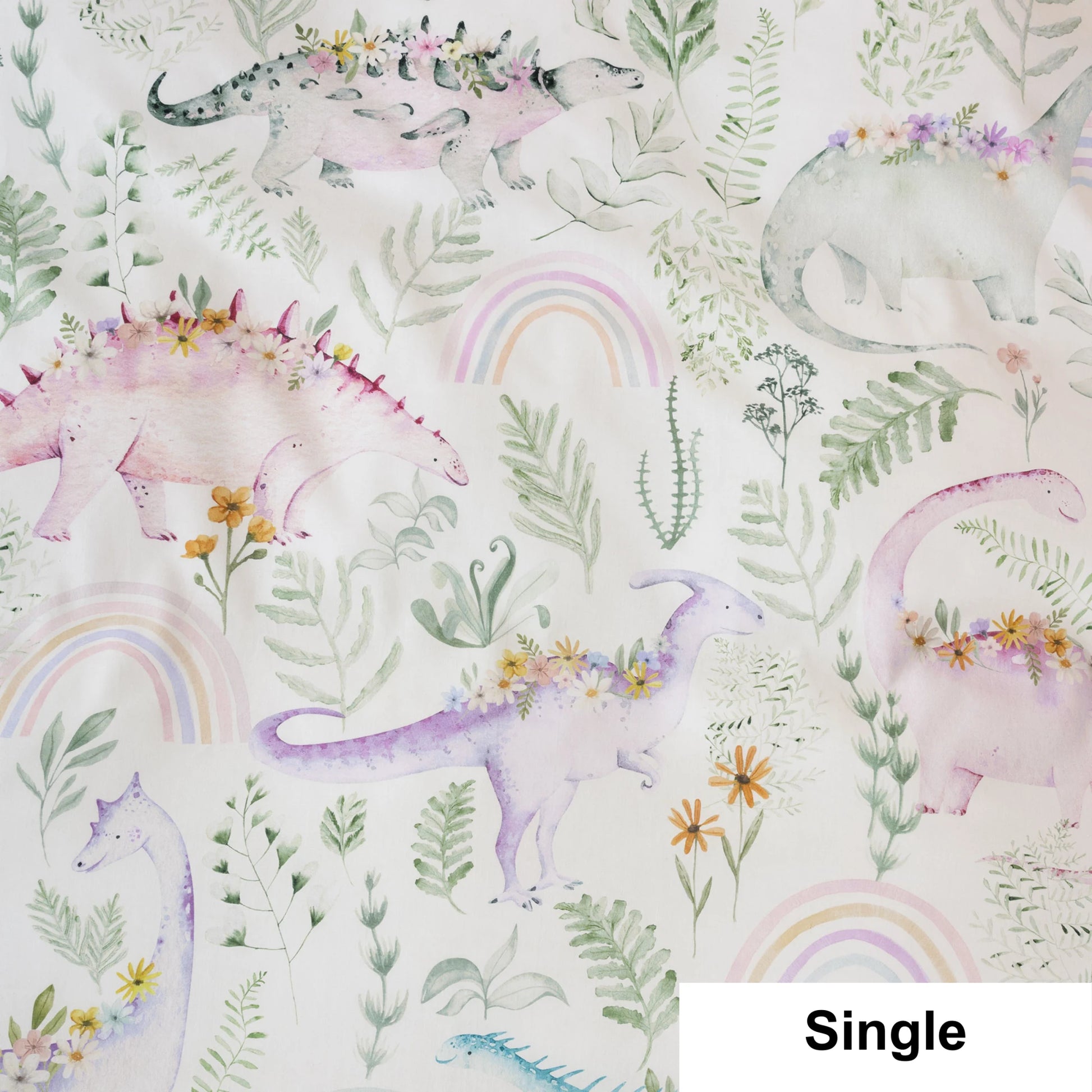 SQUIGGLES Dino Garden Duvet Cover Set, Cream, NZ Single