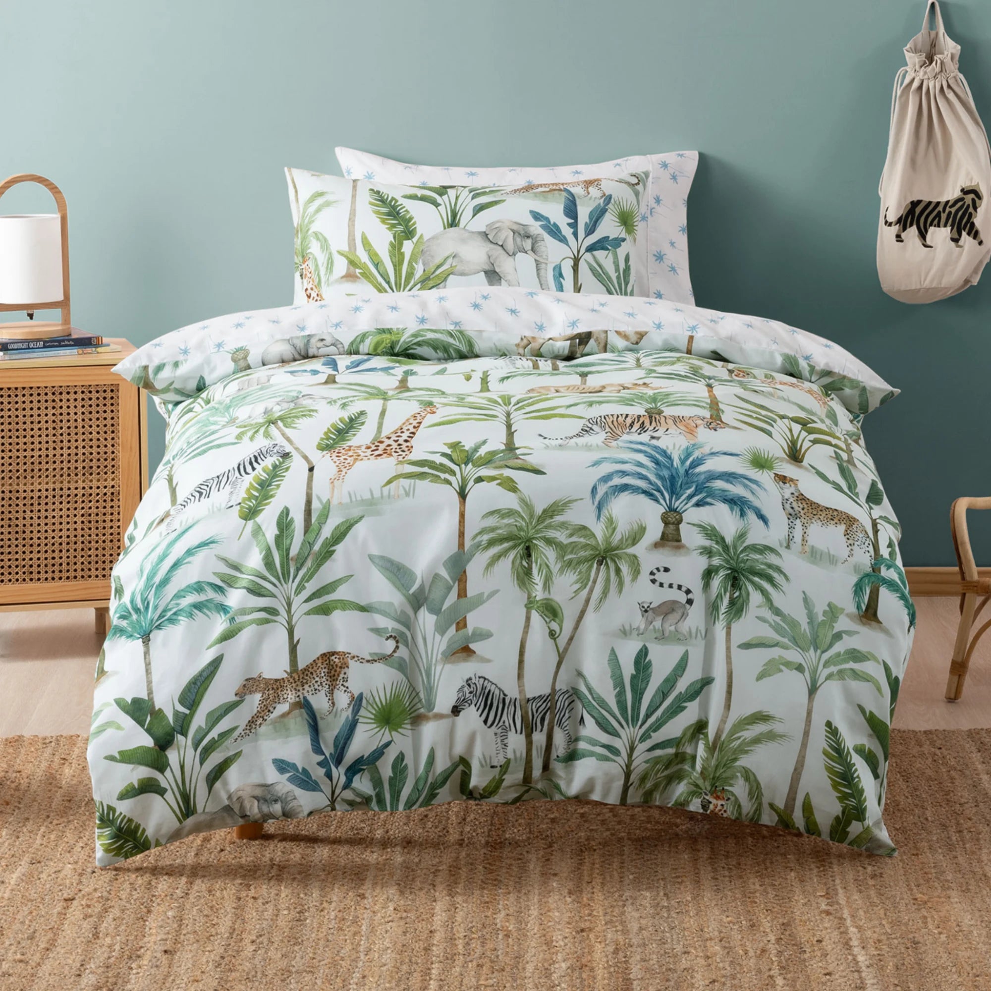 SQUIGGLES Jungle Oasis Duvet Cover Set, Multi-Colour, NZ Single