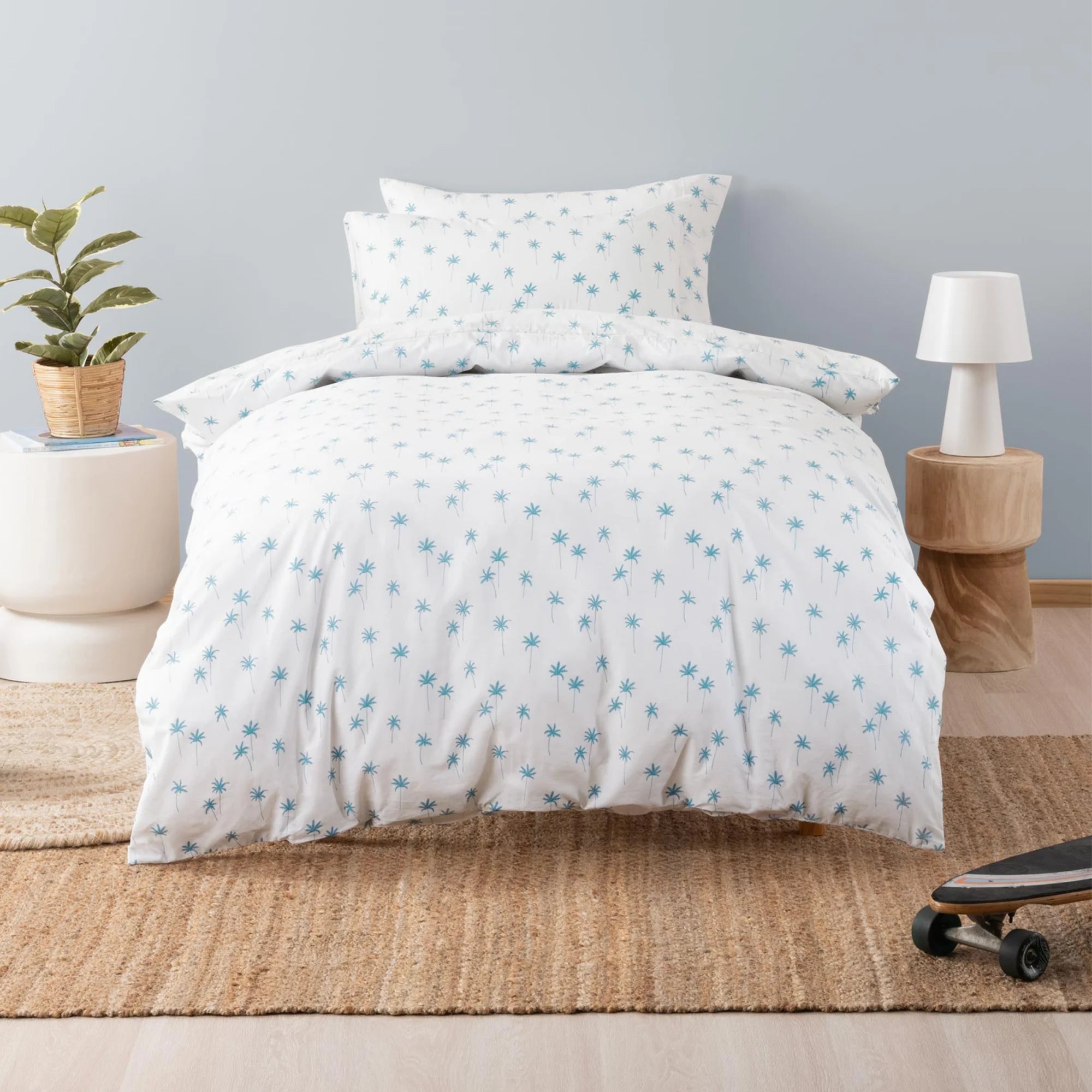 SQUIGGLES Palms Duvet Duvet Cover Set, Teal, NZ Single