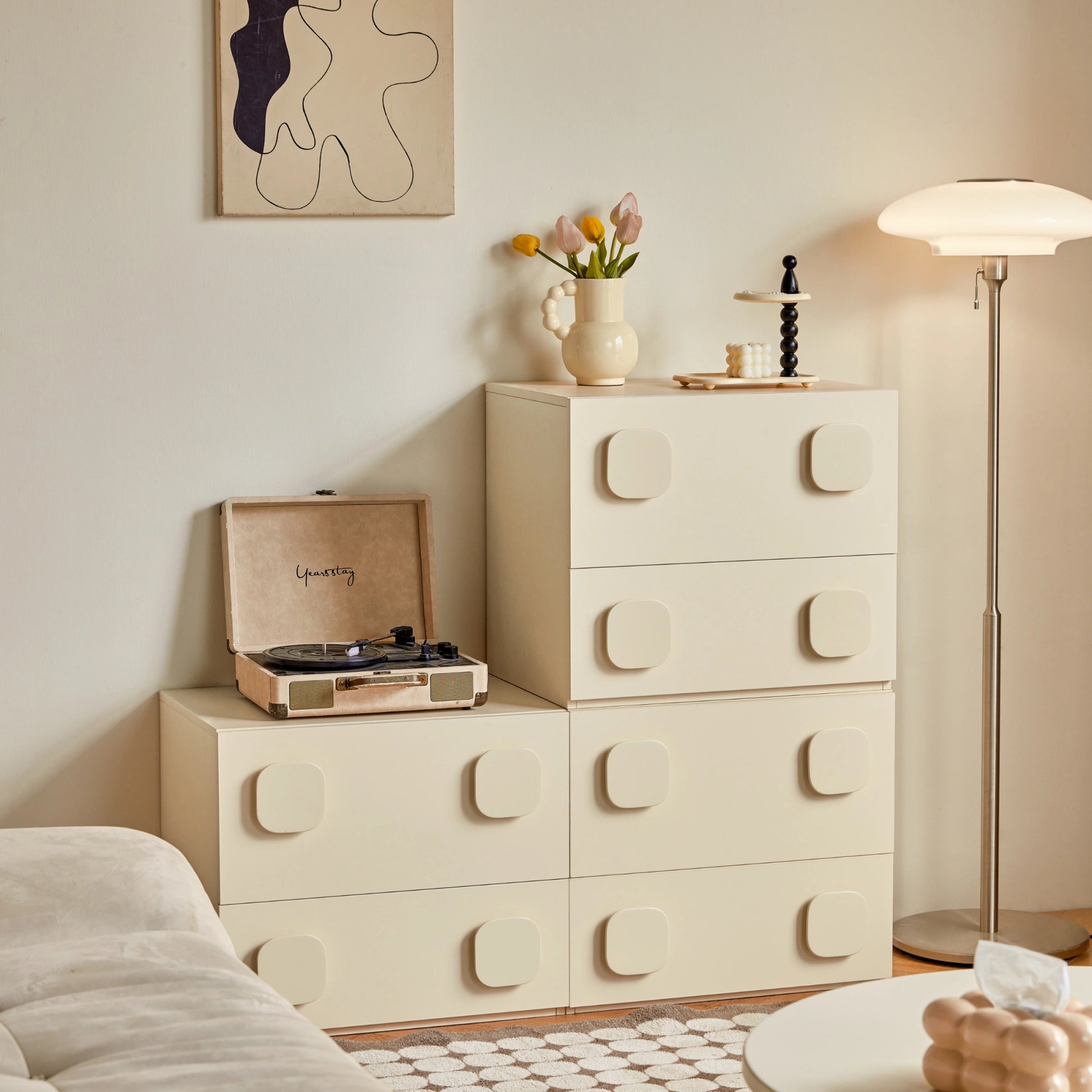 Linspire Mosaic Set of 3 Modular Storage Cabinets, Off-White