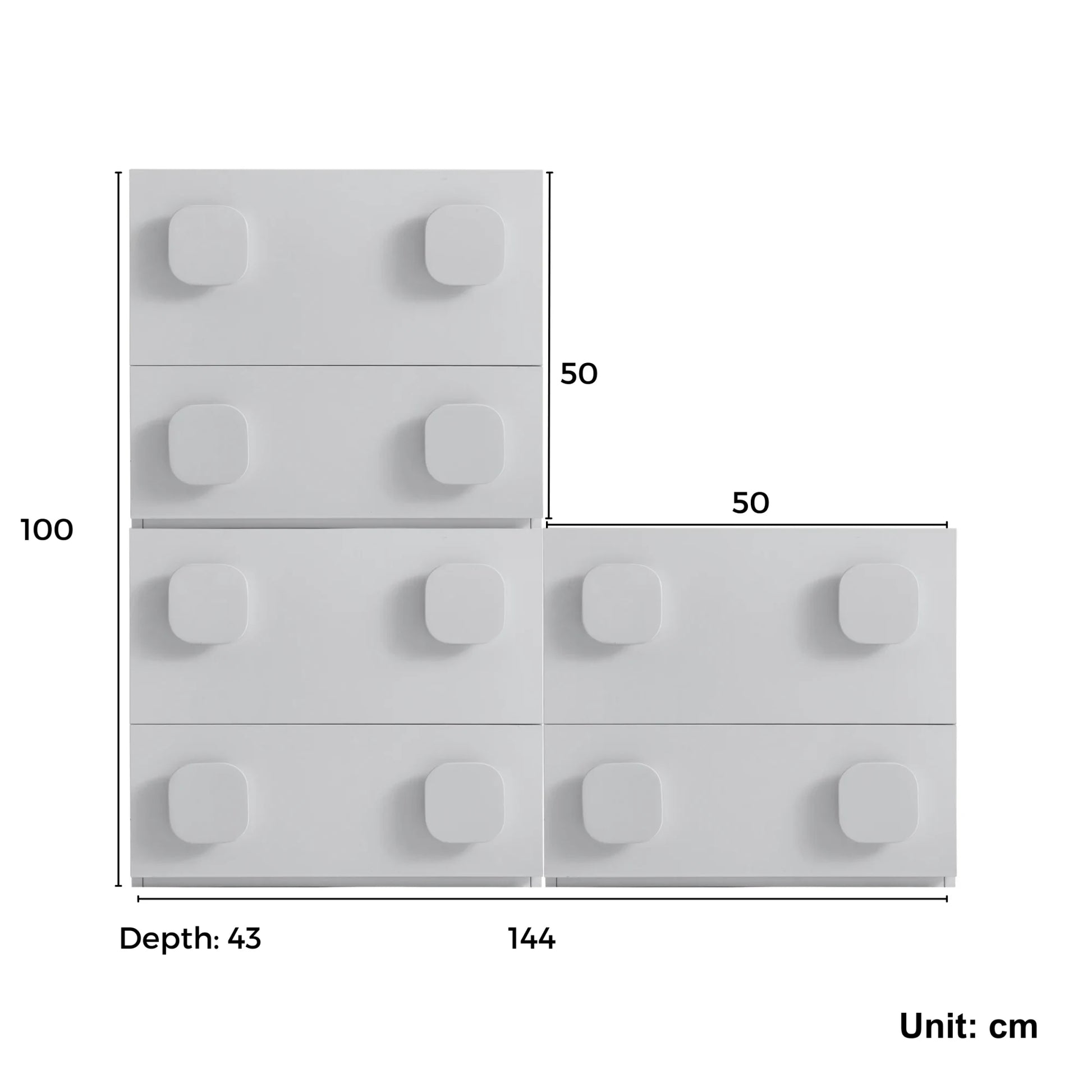 Linspire Mosaic Set of 3 Modular Storage Cabinets, Off-White