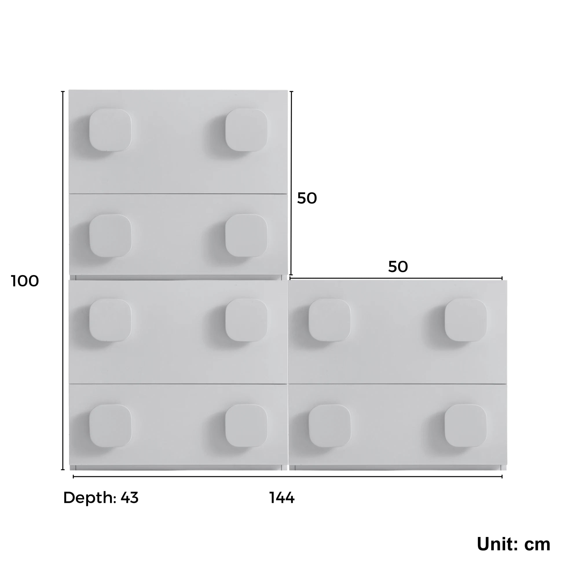 Linspire Mosaic Set of 3 Modular Storage Cabinets, Off-White