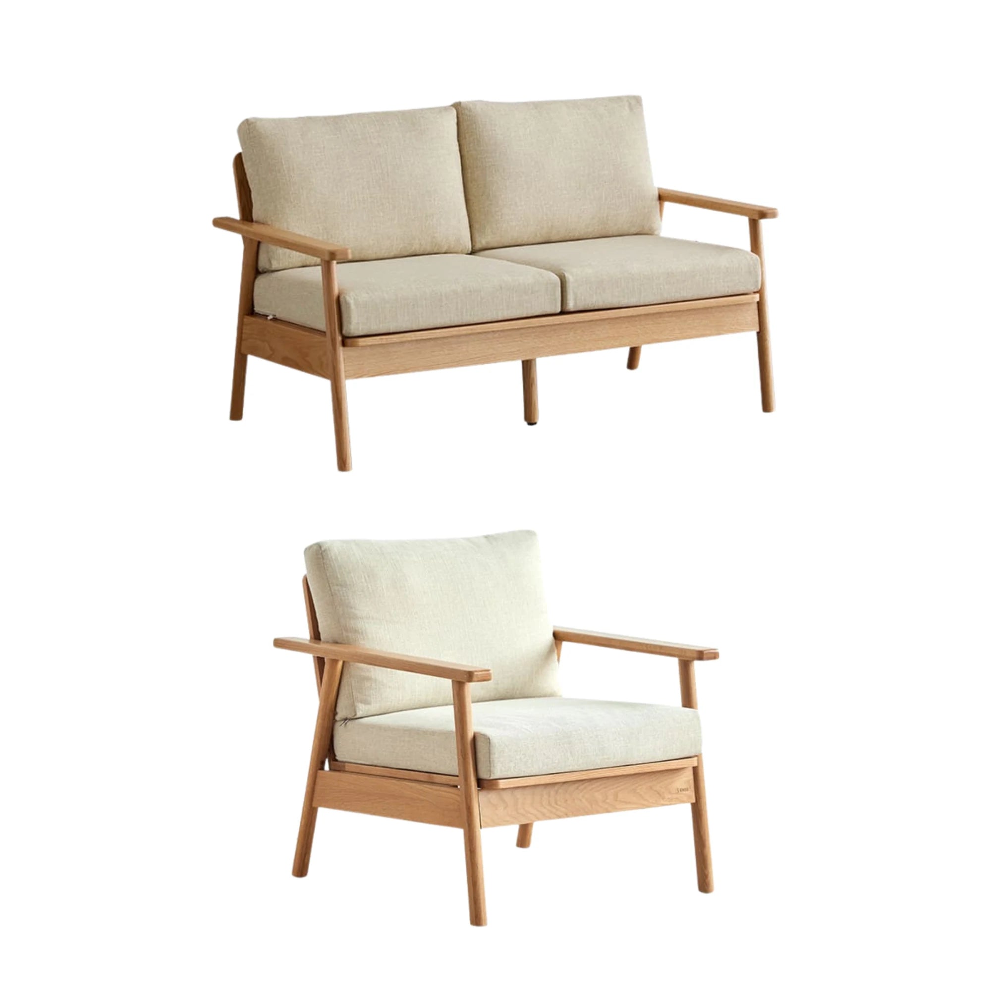 Solidwood Seattle 2PCS Sofa Set, 2+1 Seater, Natural Wood
