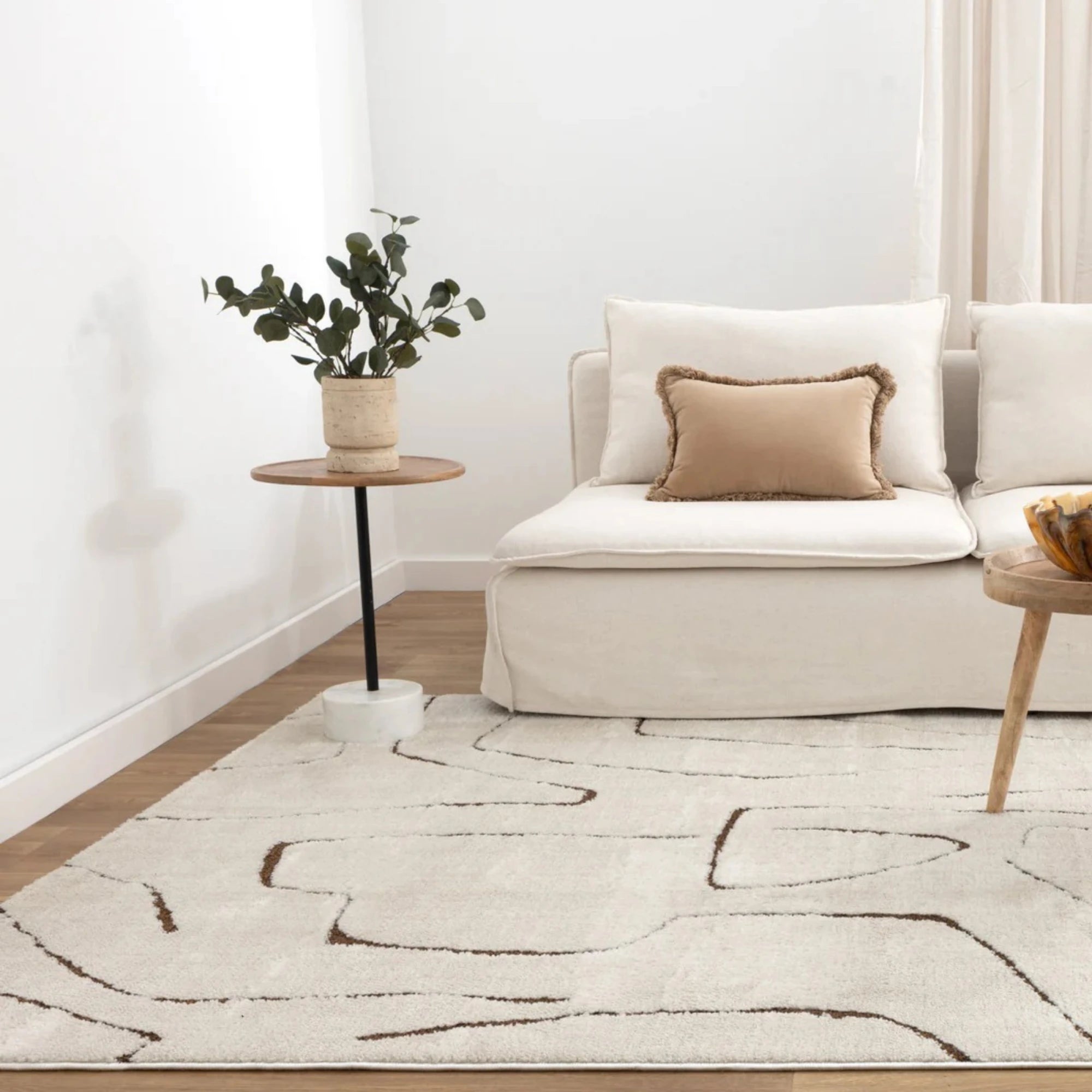 Dreamweaver Mila Modern Lines Rug, Cream, Brown